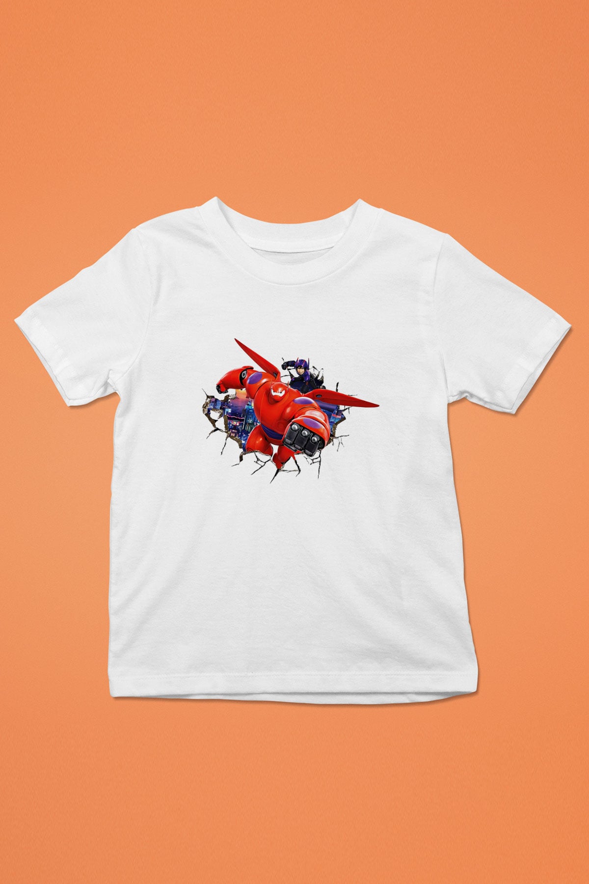 Big Hero Baskılı Beyaz Unisex Çocuk Tişört