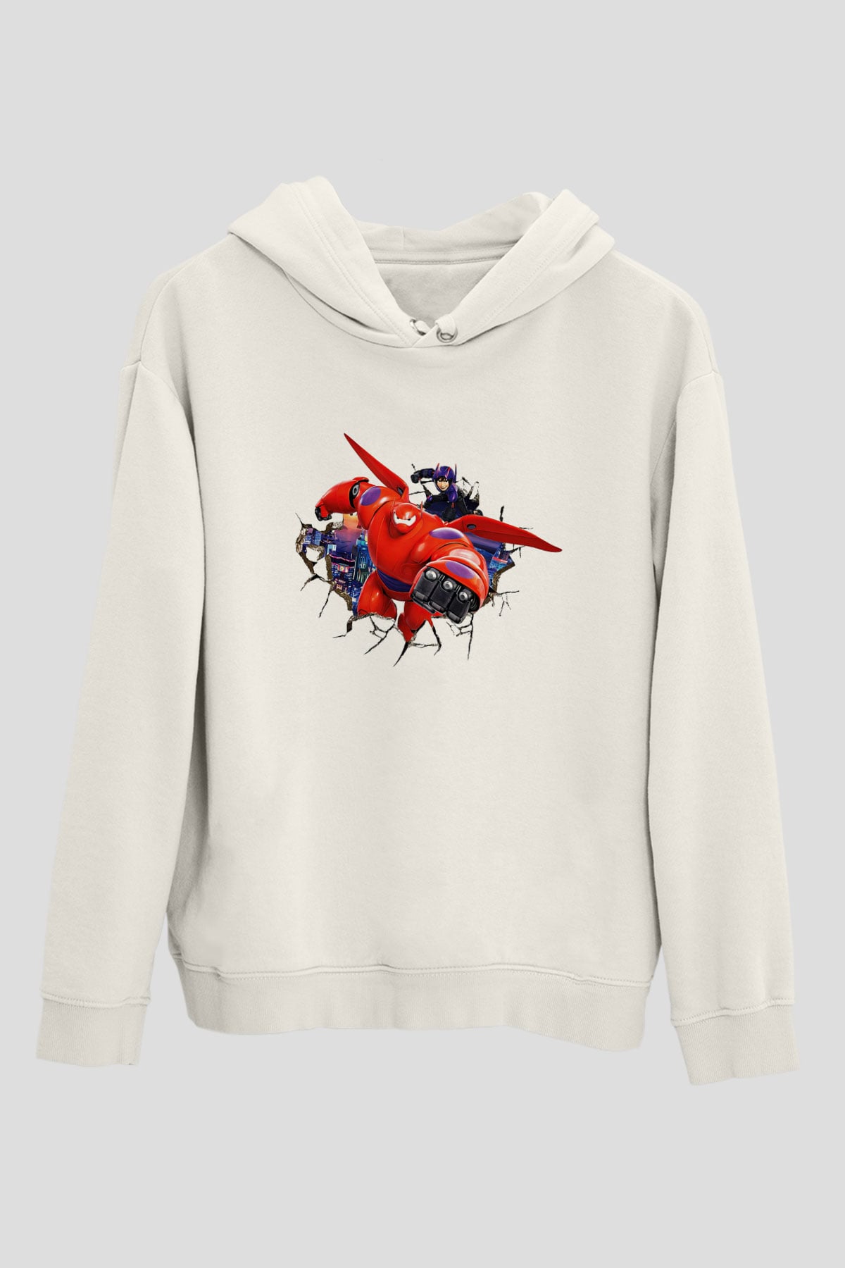 Big Hero Beyaz Unisex Hoodie