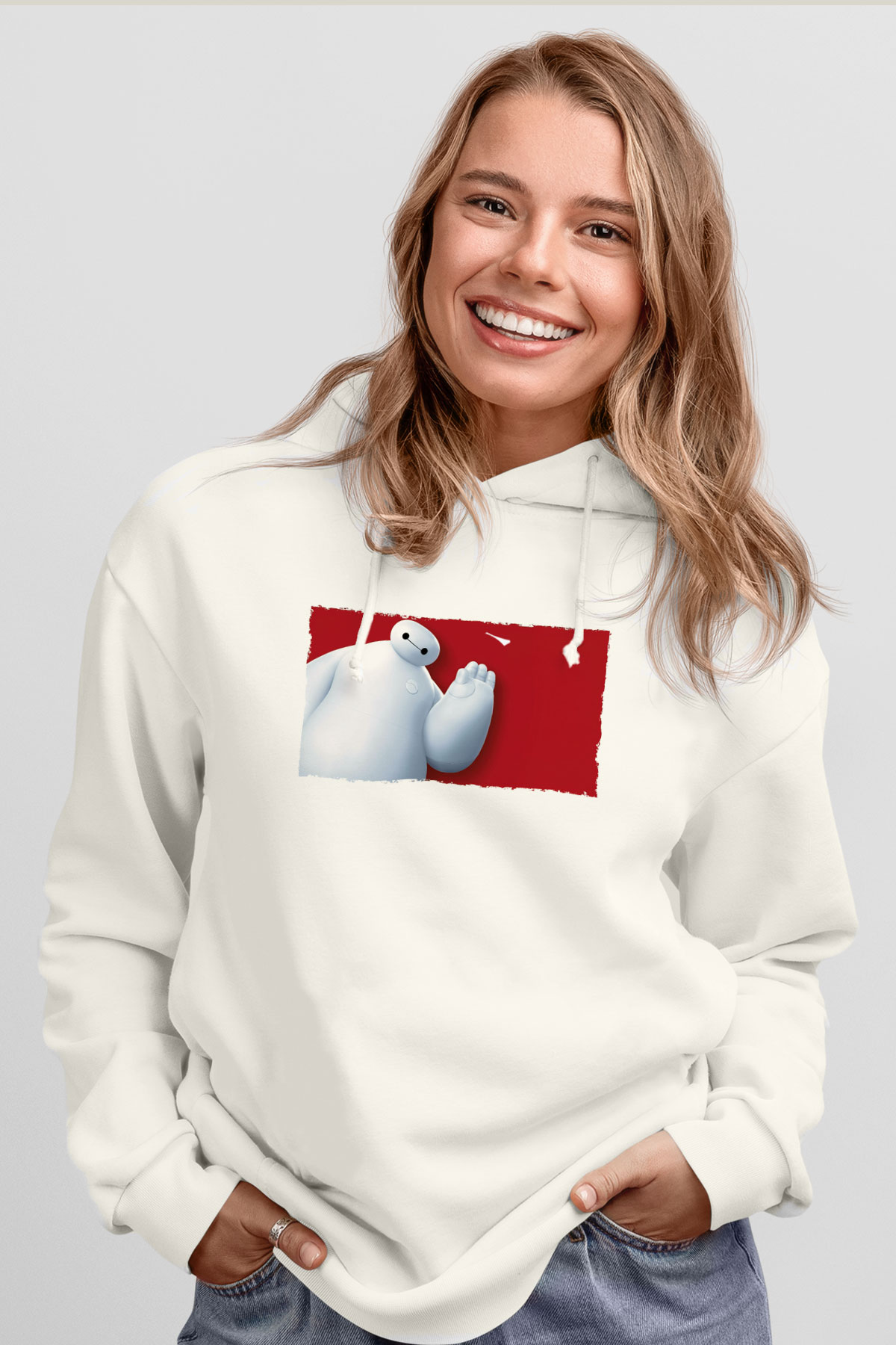Big Hero Beyaz Unisex Hoodie