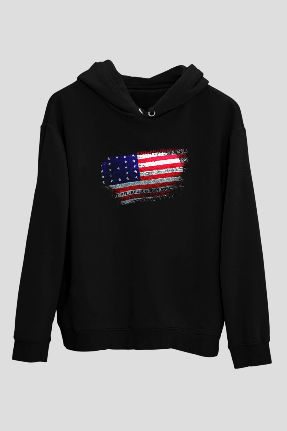 Bikini Atolü - Bikini Atoll Bayrağı Baskılı Unisex Siyah Hoodie
