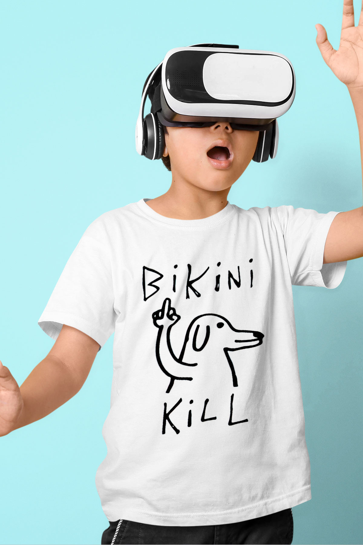 Bikini Kill Baskılı Beyaz Unisex Beyaz Çocuk Tişört - Tshirt