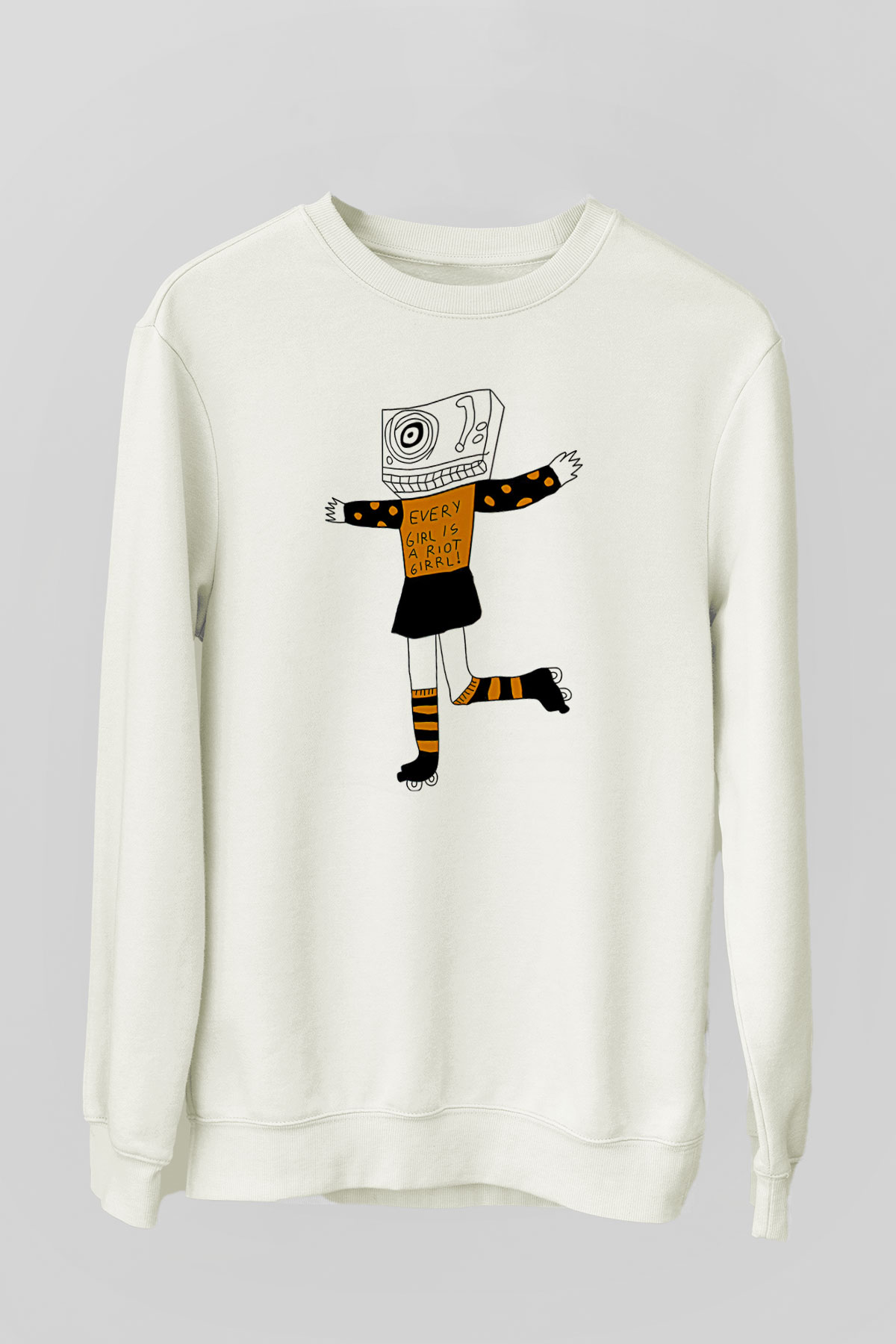 Bikini Kill Baskılı Beyaz Unisex Sweatshirt