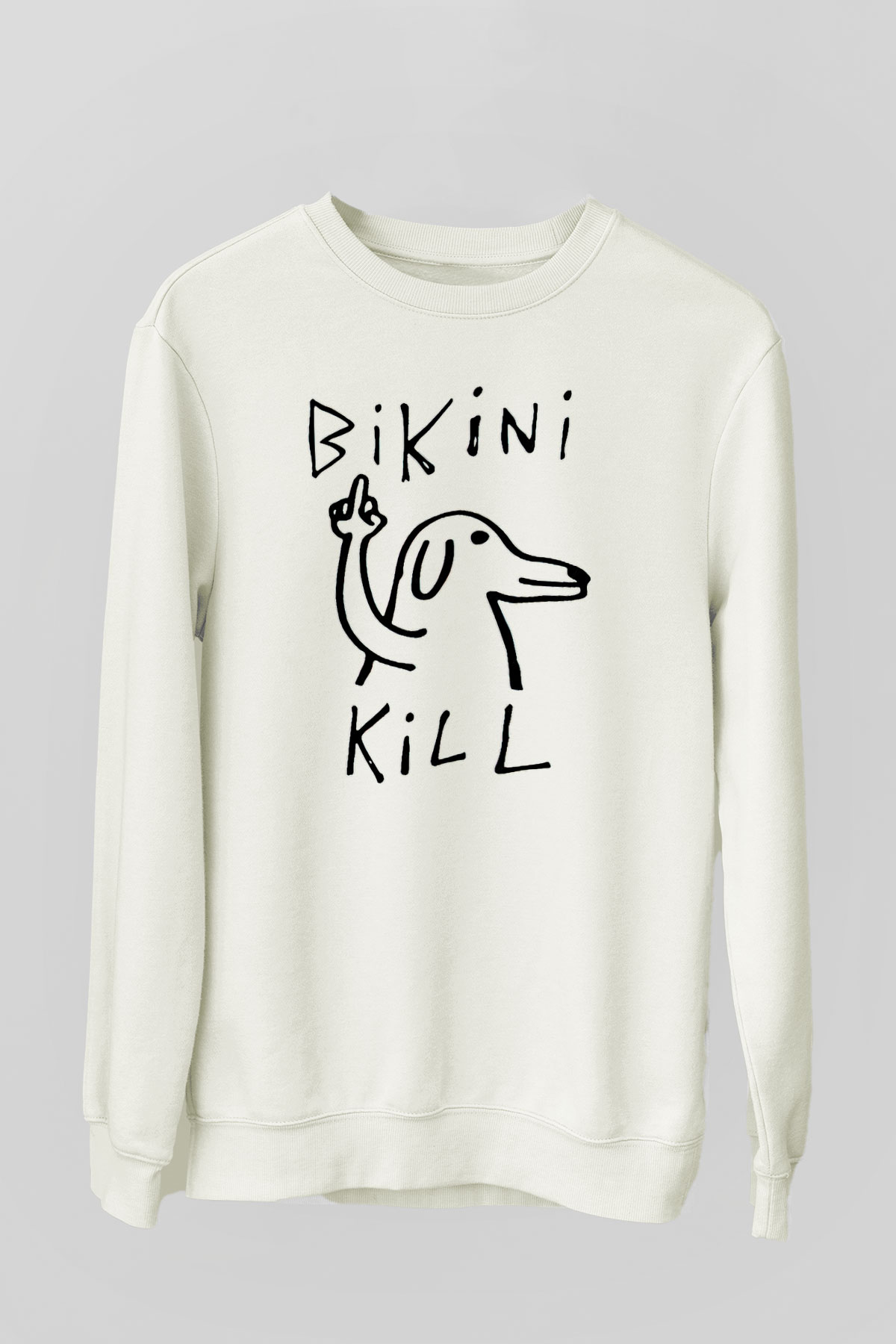 Bikini Kill Baskılı Beyaz Unisex Sweatshirt