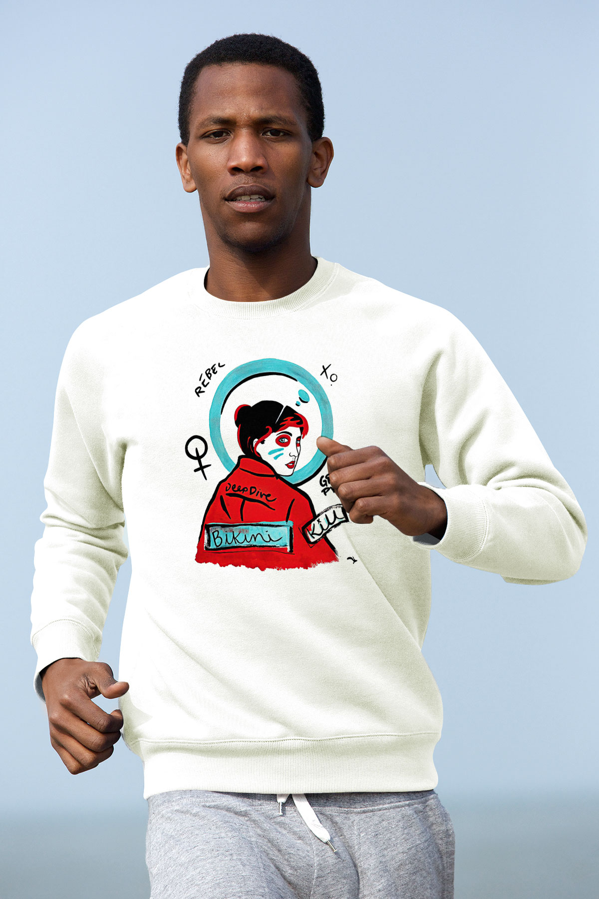 Bikini Kill Baskılı Beyaz Unisex Sweatshirt
