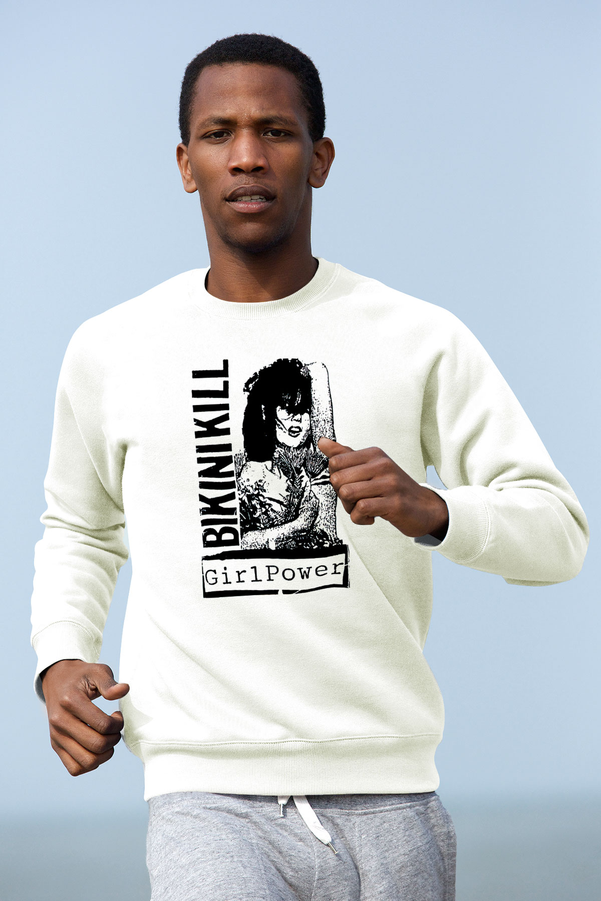 Bikini Kill Baskılı Beyaz Unisex Sweatshirt