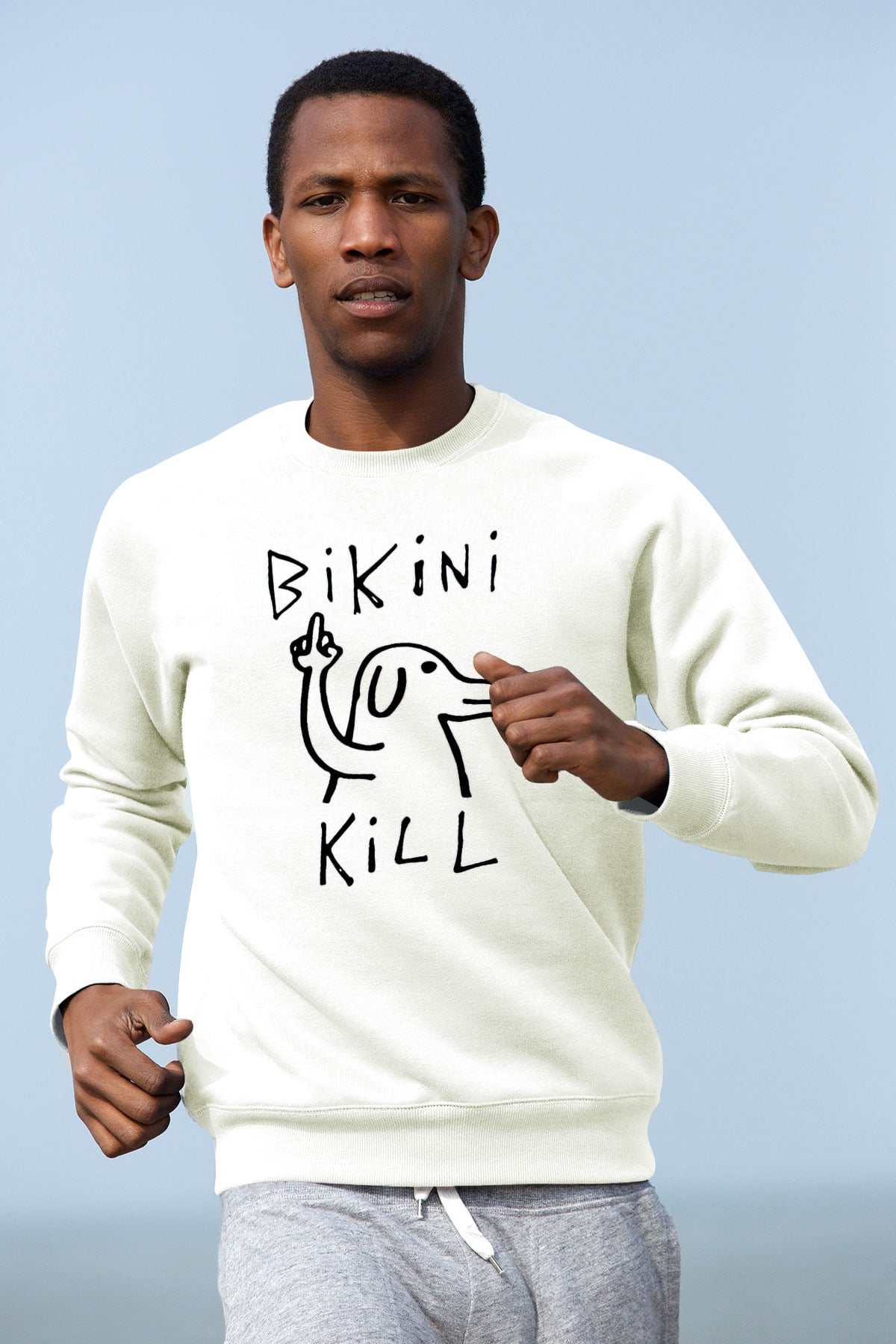 Bikini Kill Baskılı Beyaz Unisex Sweatshirt