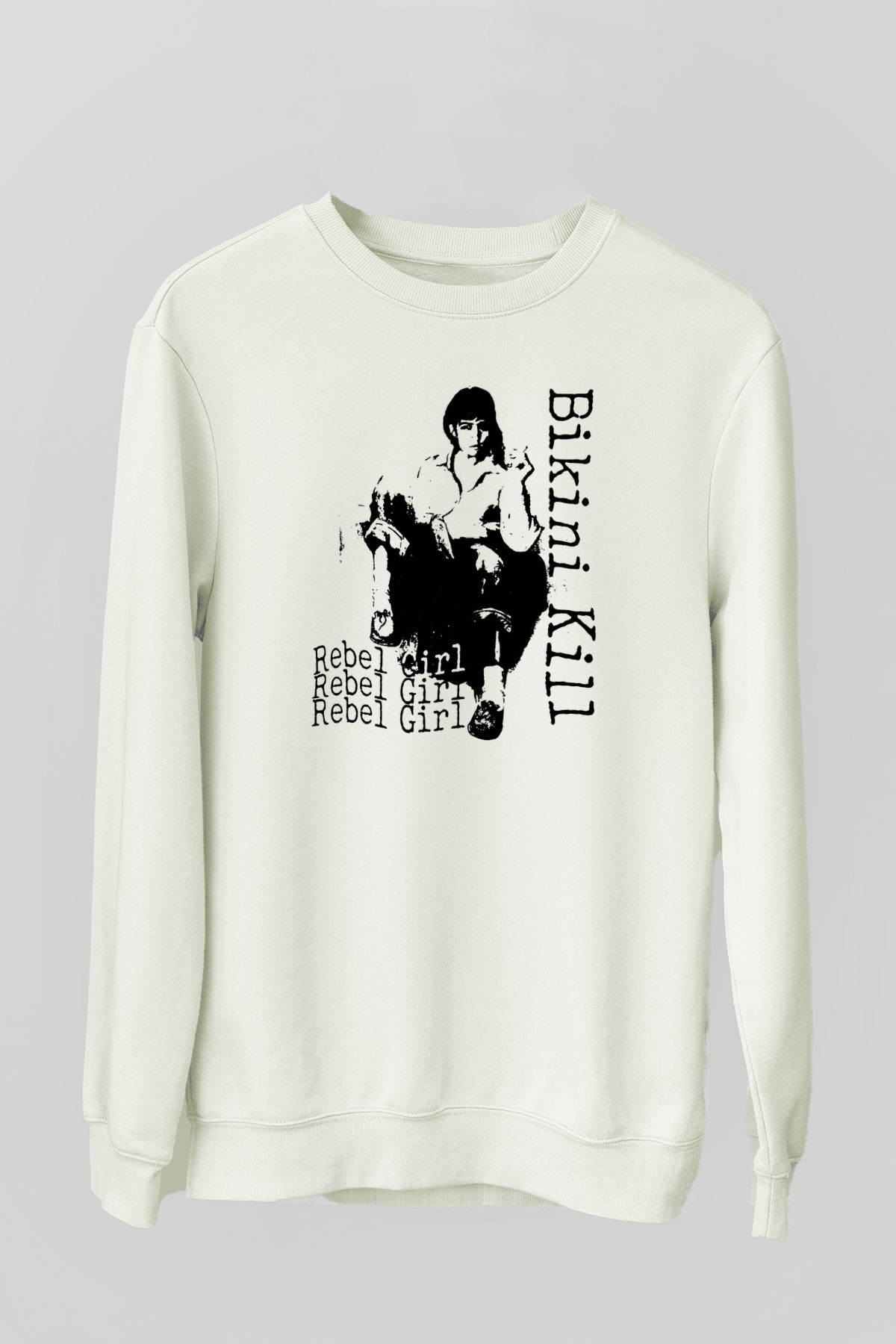 Bikini Kill Baskılı Beyaz Unisex Sweatshirt