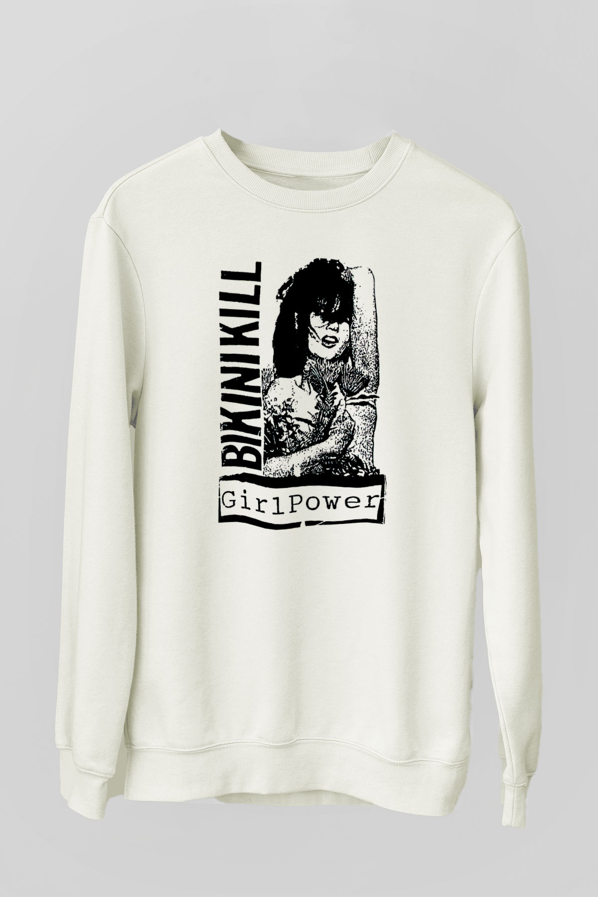 Bikini Kill Baskılı Beyaz Unisex Sweatshirt
