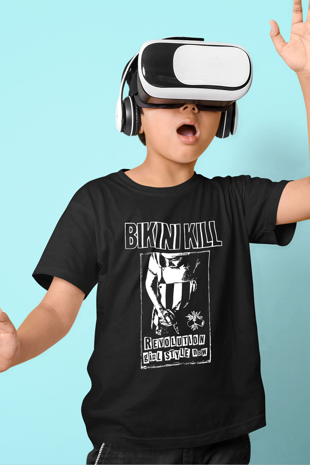 Bikini Kill Baskılı Unisex Siyah Çocuk Tişört - Tshirt