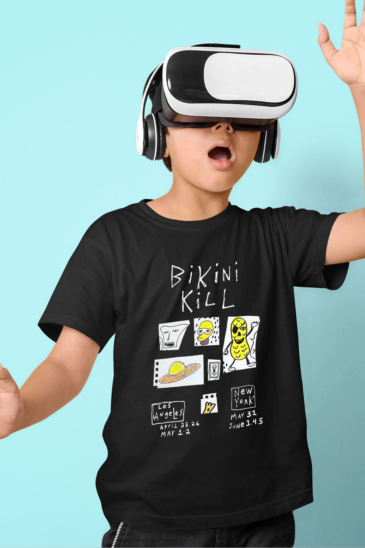 Bikini Kill Baskılı Unisex Siyah Çocuk Tişört - Tshirt