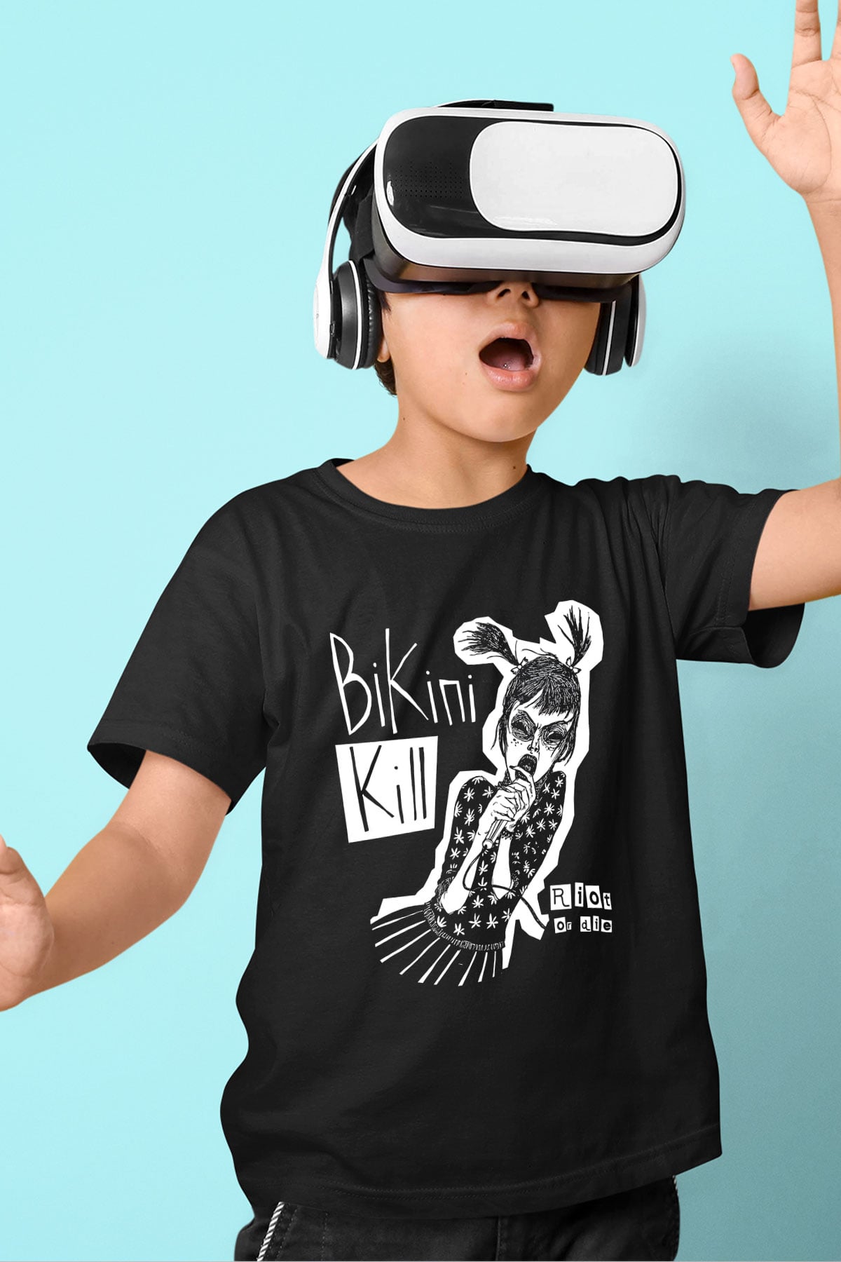 Bikini Kill Baskılı Unisex Siyah Çocuk Tişört - Tshirt