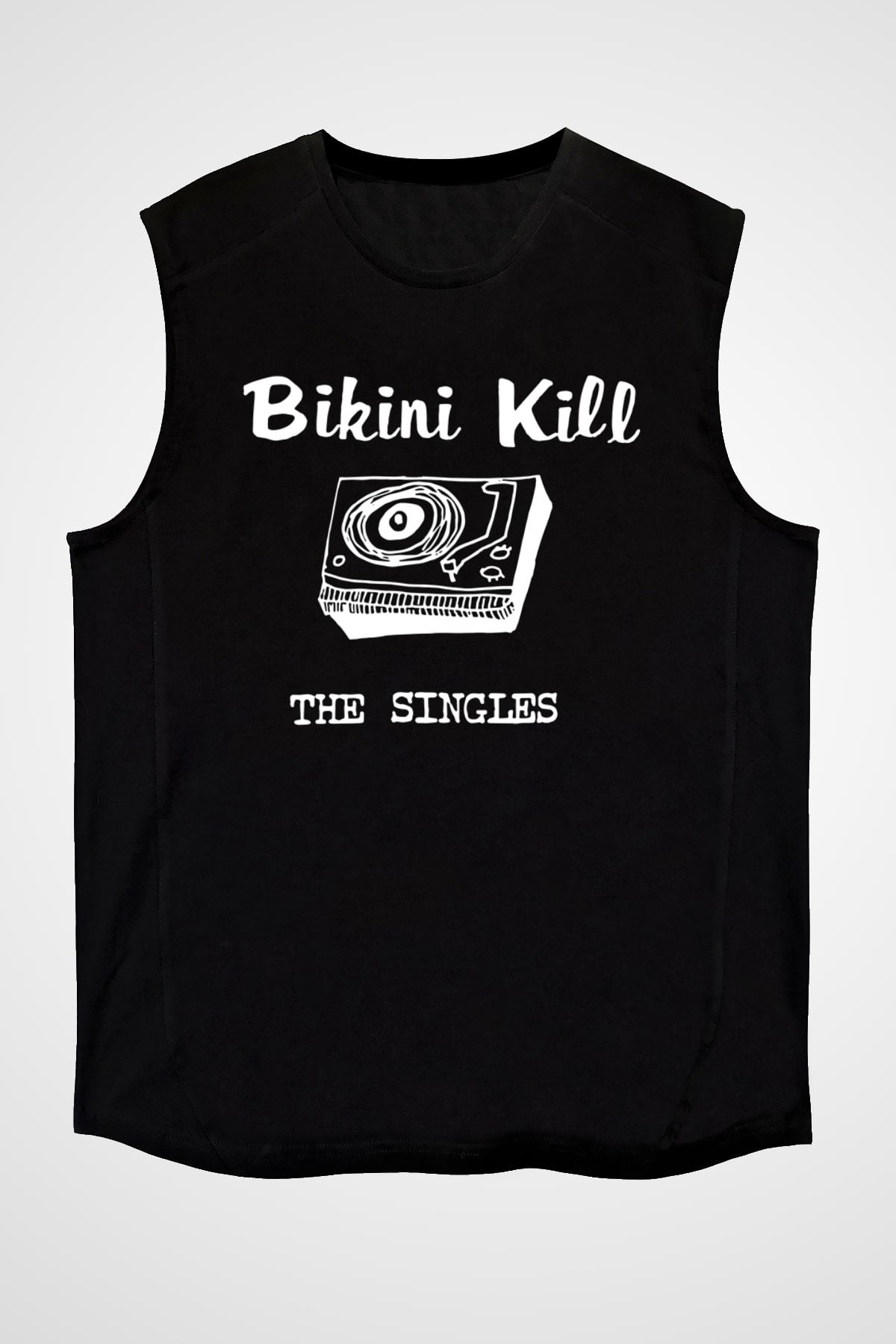 Bikini Kill Baskılı Unisex Siyah Kolsuz Tişört - Tshirt