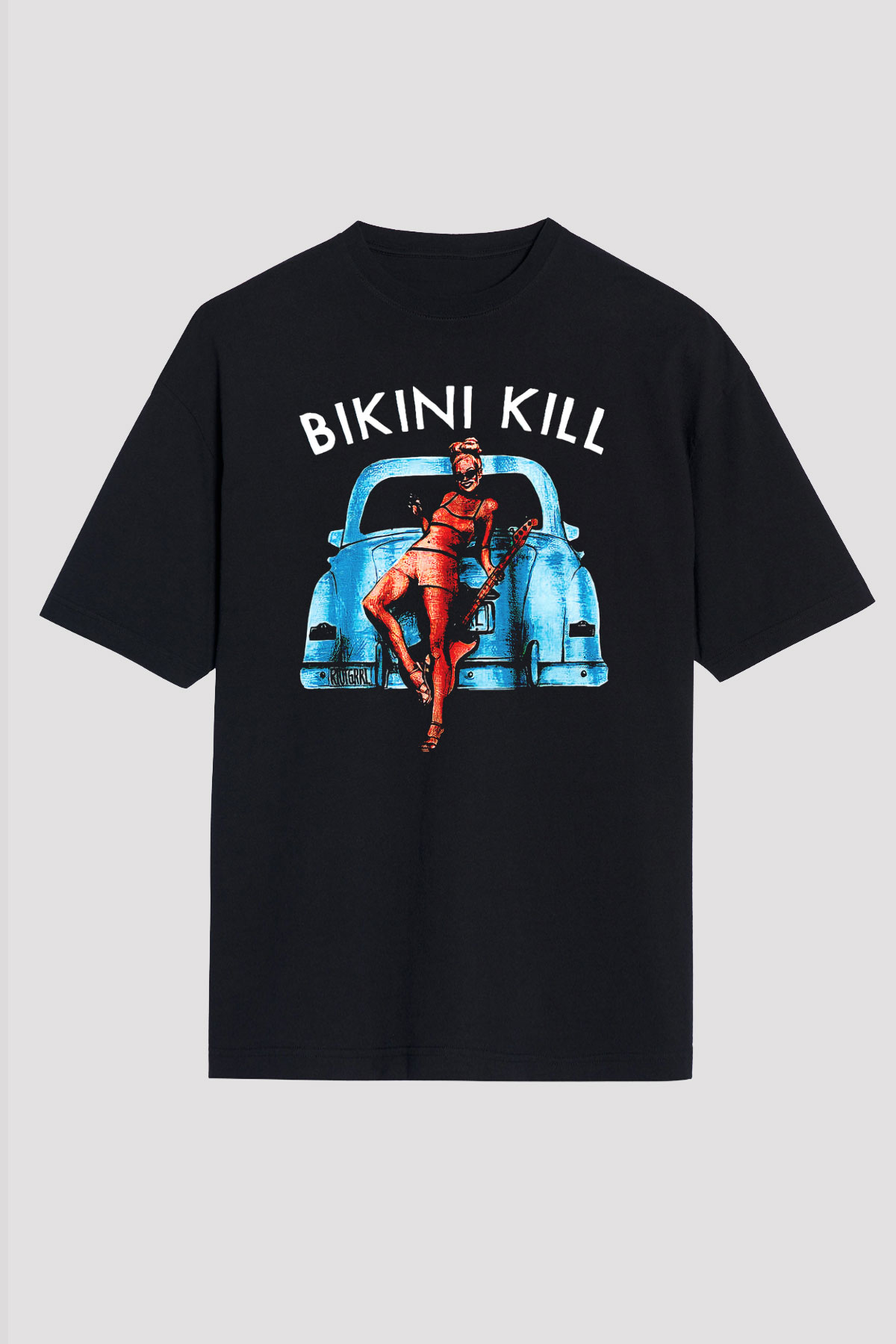 Bikini Kill Baskılı Unisex Siyah Oversize Tişört - Tshirt