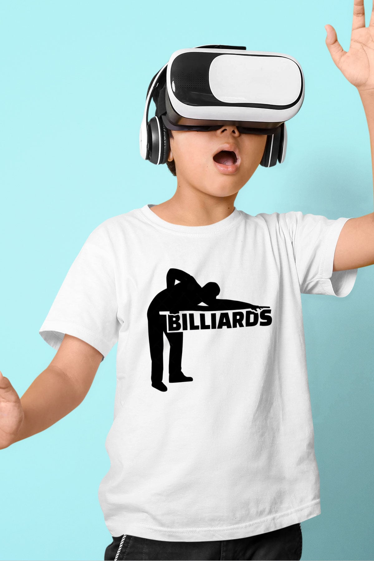 Bilardo Beyaz Unisex Çocuk Tişört