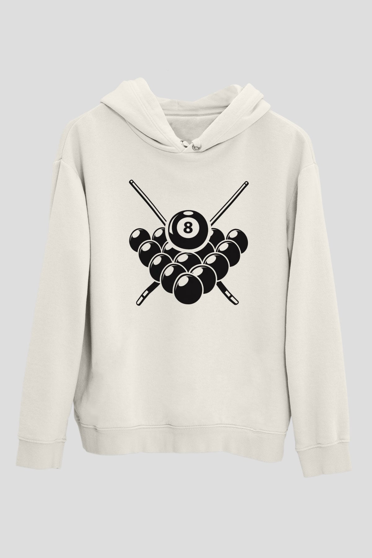 Bilardo Beyaz Unisex Hoodie