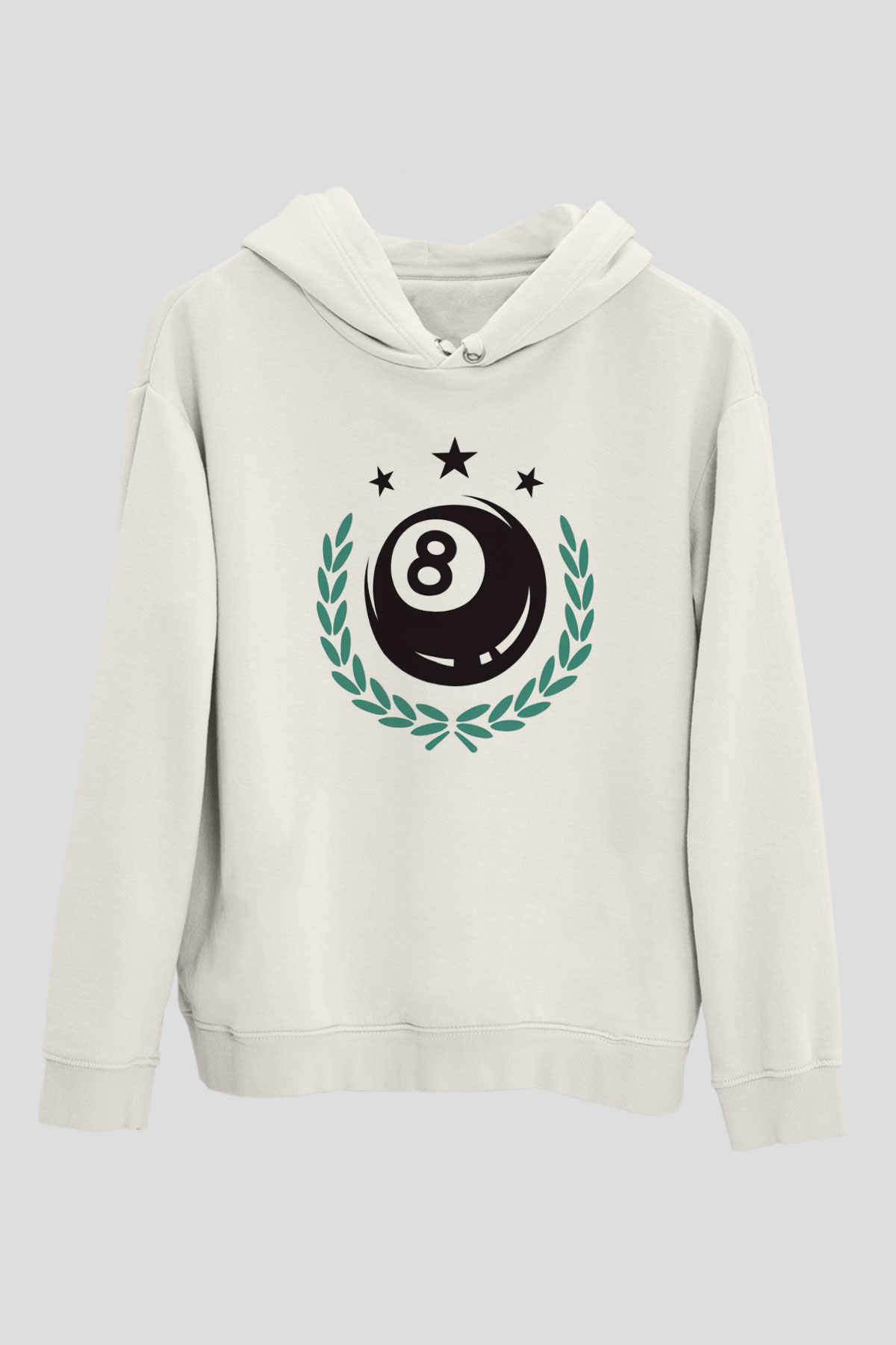 Bilardo Beyaz Unisex Kapüşonlu Sweatshirt