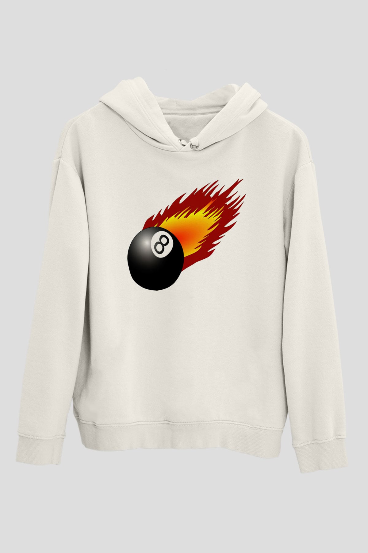 Bilardo Beyaz Unisex Kapüşonlu Sweatshirt