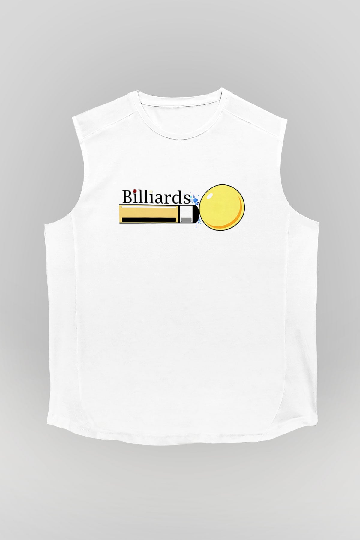 Bilardo Beyaz Unisex Kolsuz Tişört