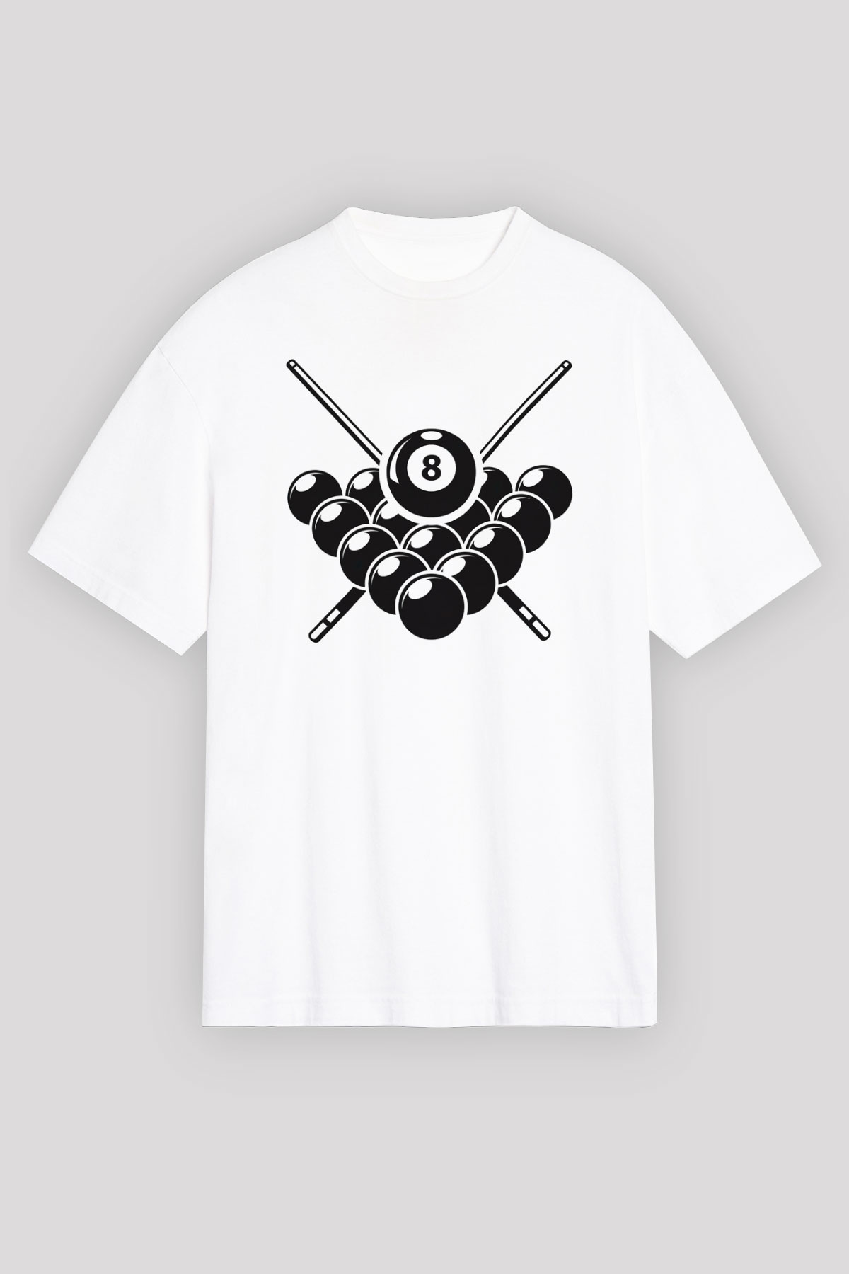Bilardo Beyaz Unisex Oversize Tişört T-Shirt