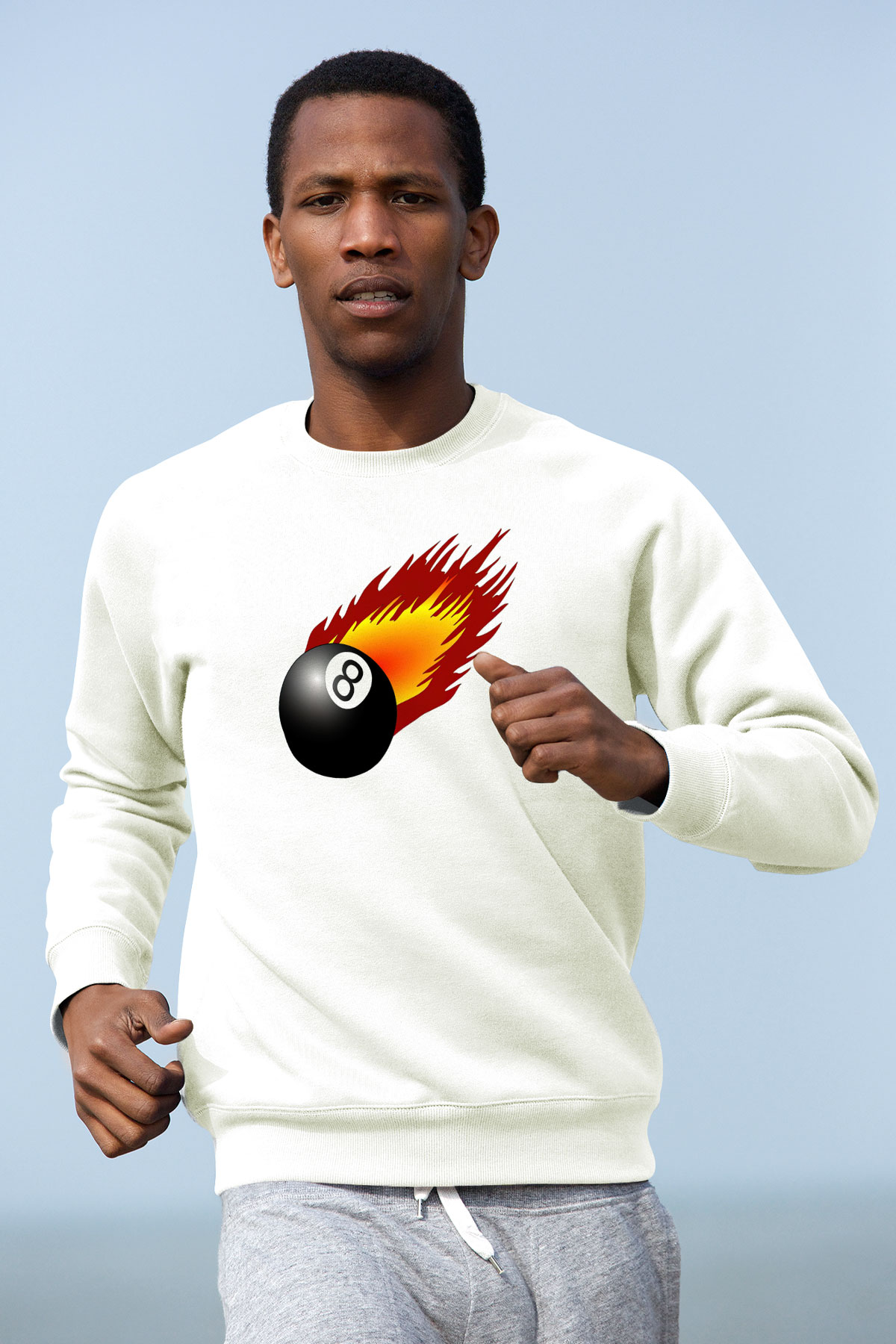 Bilardo Beyaz Unisex Sweatshirt