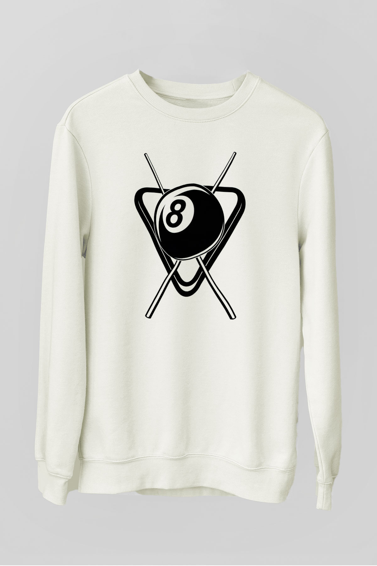 Bilardo Beyaz Unisex Sweatshirt