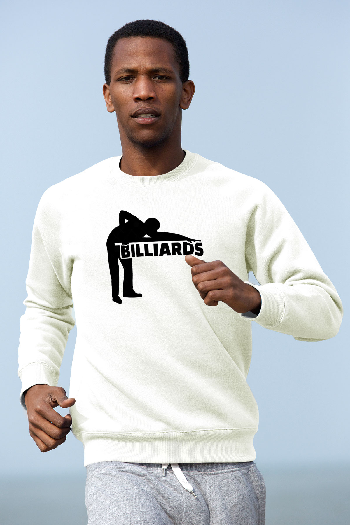 Bilardo Beyaz Unisex Sweatshirt