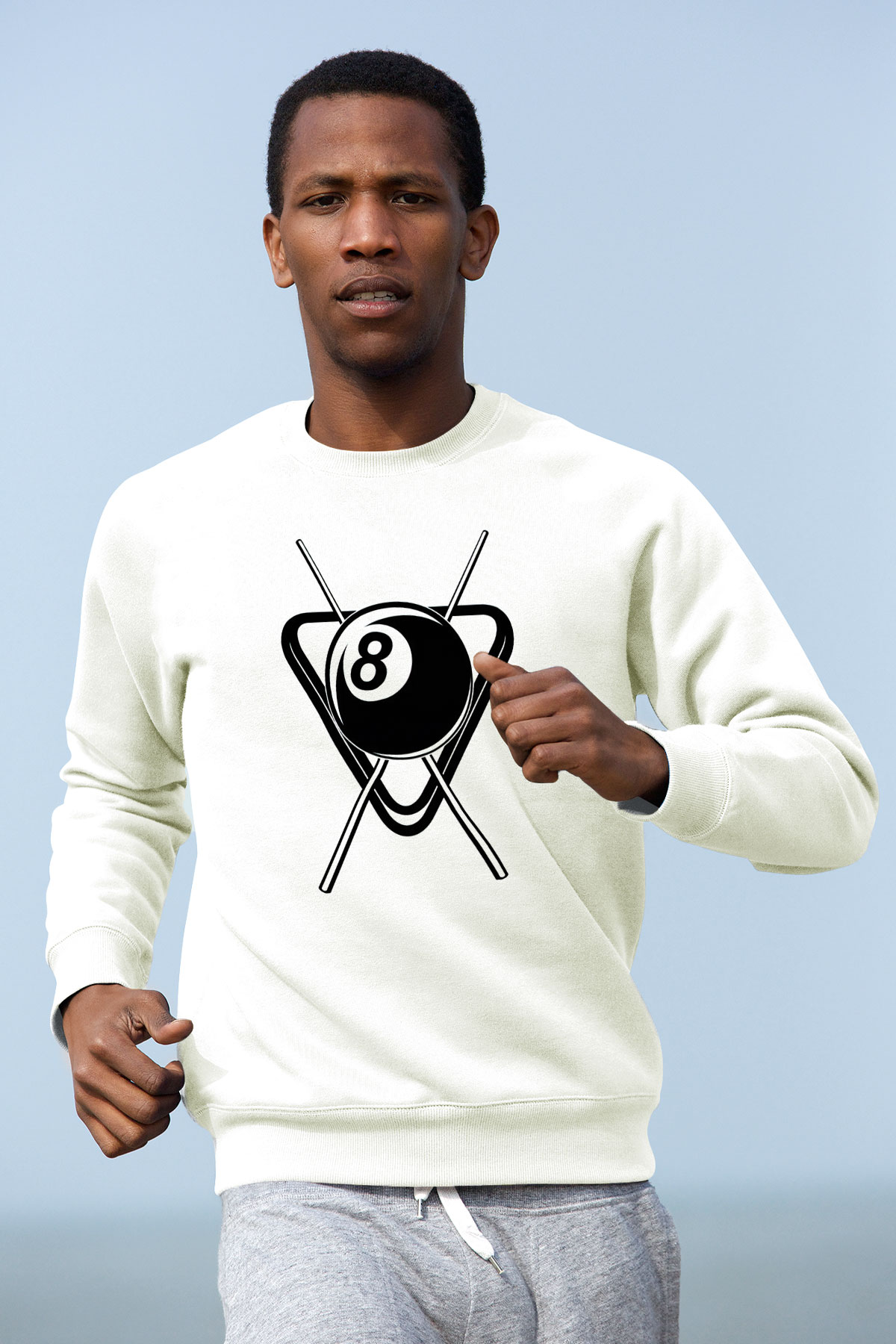 Bilardo Beyaz Unisex Sweatshirt