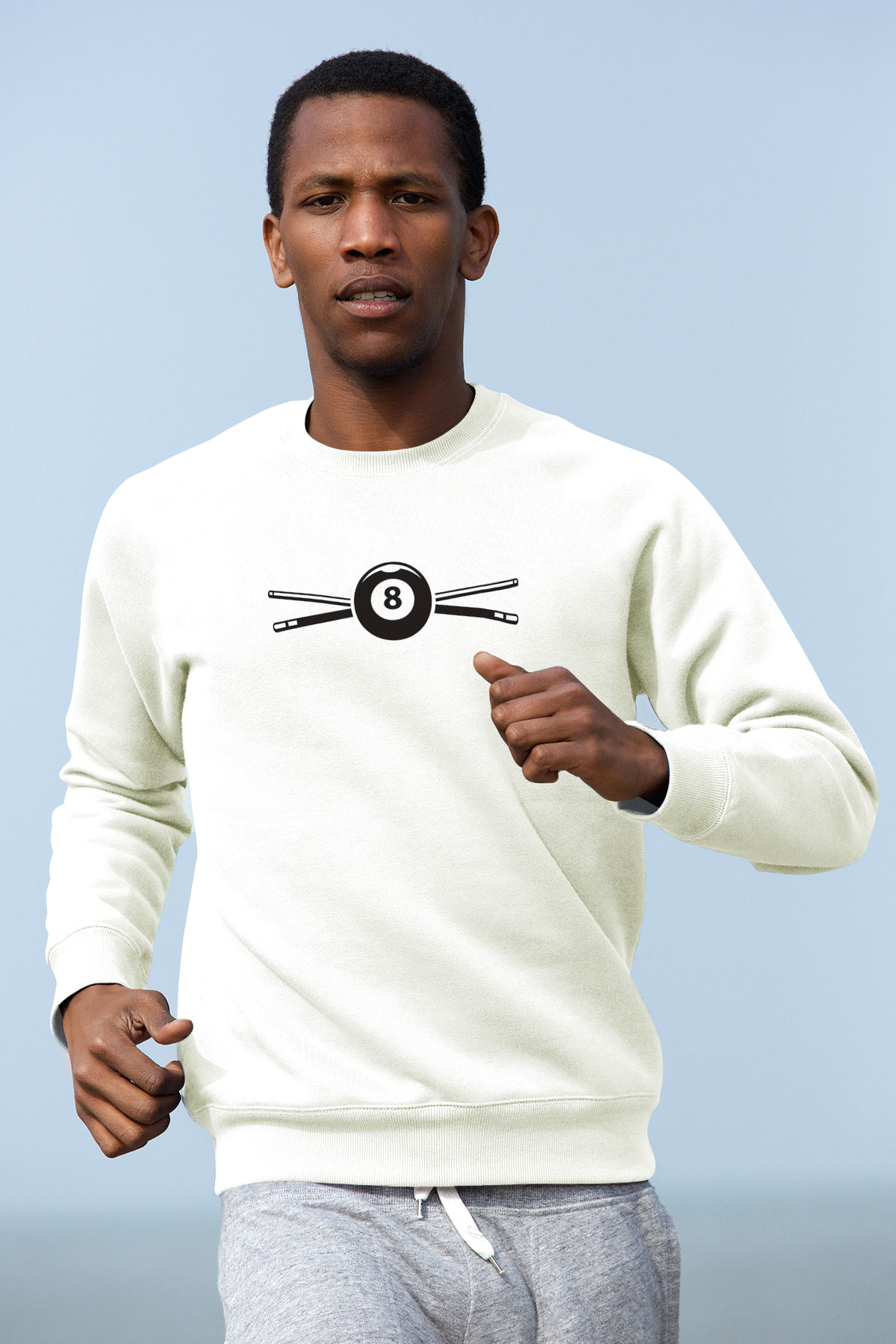Bilardo Beyaz Unisex Sweatshirt