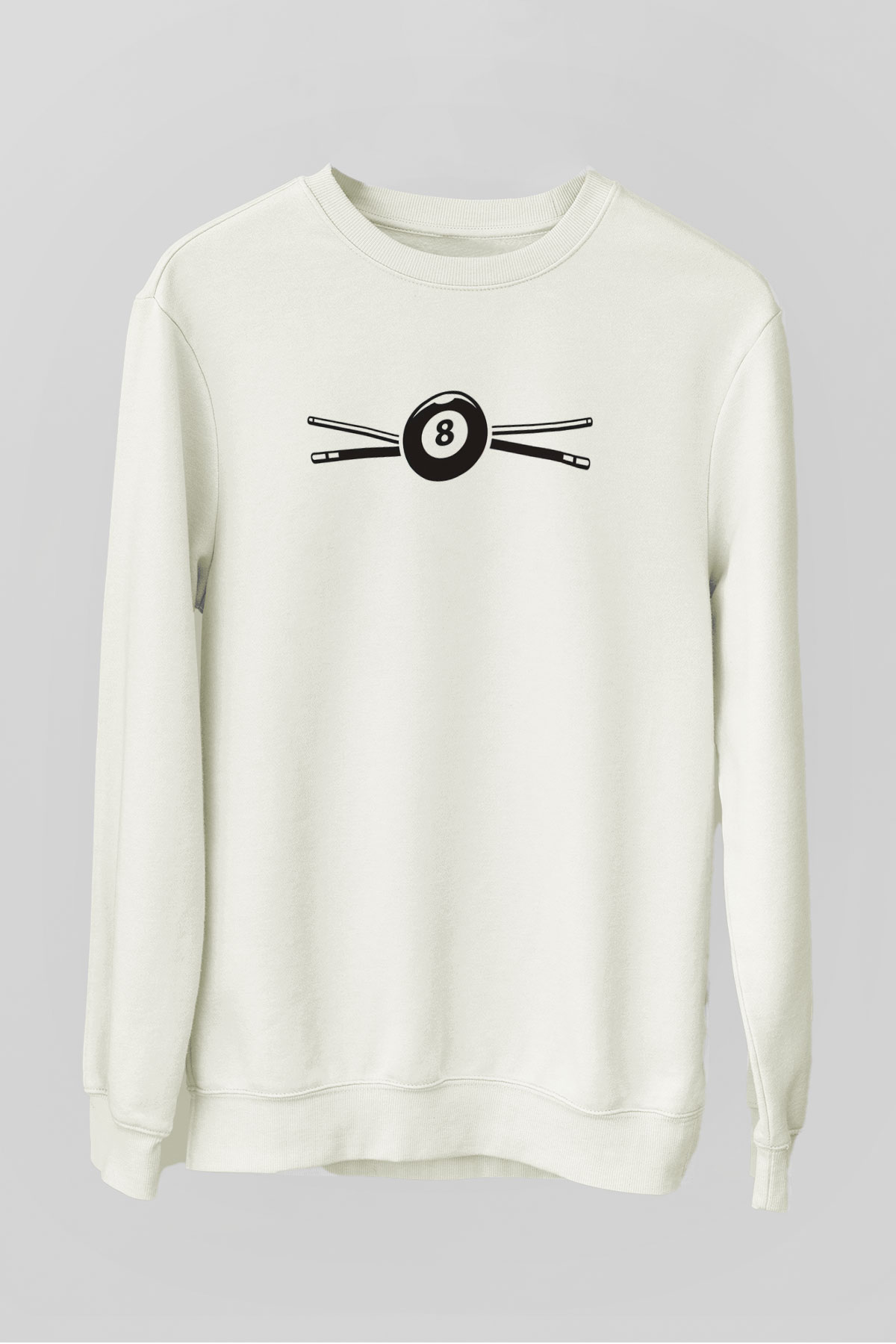 Bilardo Beyaz Unisex Sweatshirt