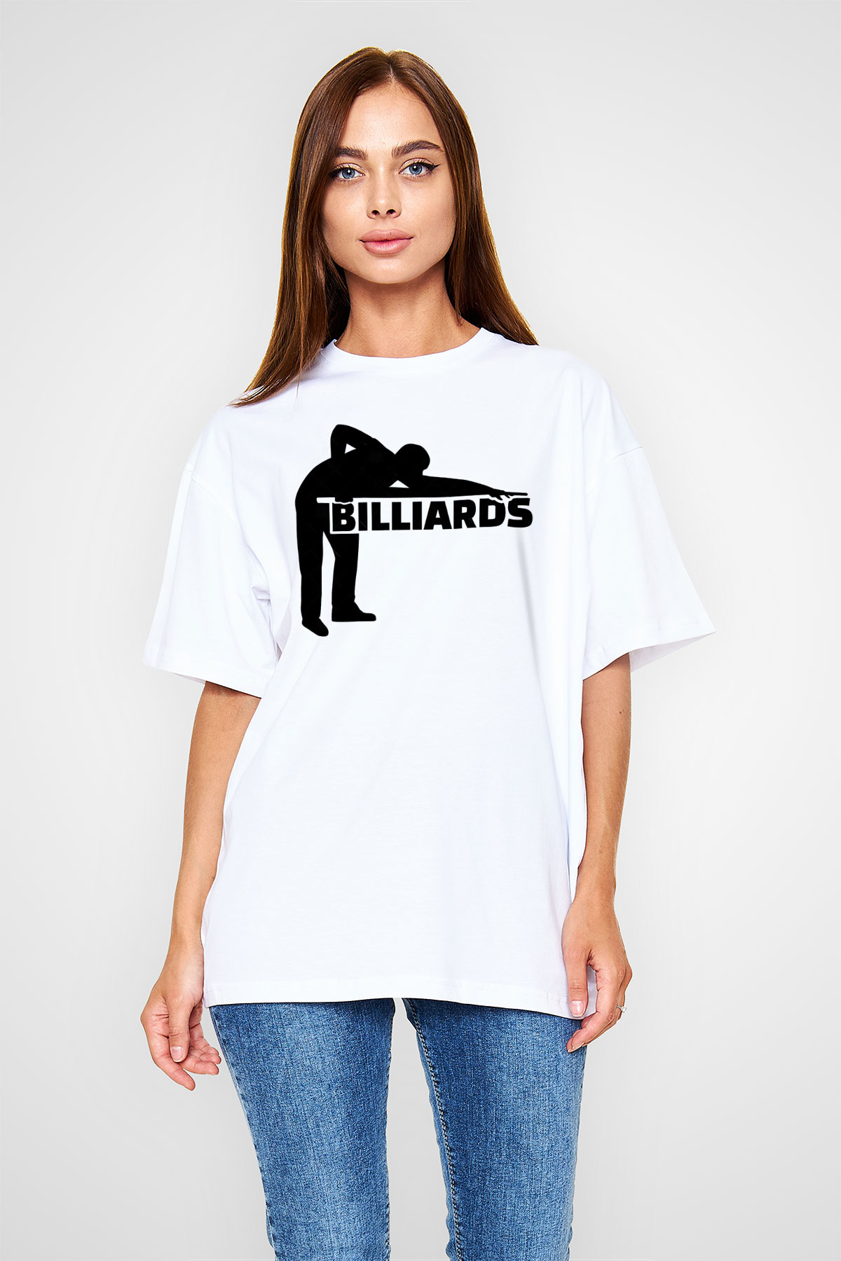 Bilardo Beyaz Oversize Tişört Oversize T-shirt - TişörtFabrikası