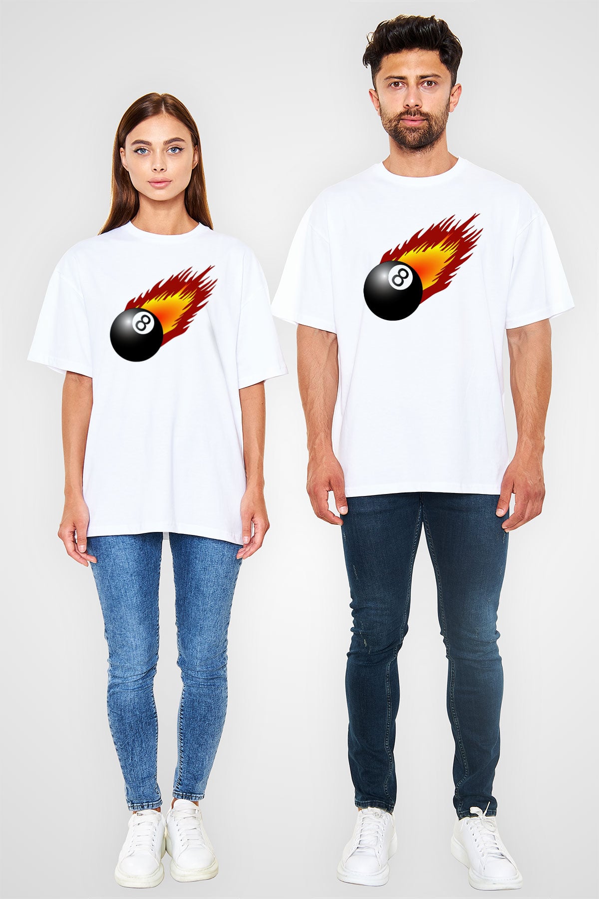 Bilardo Beyaz Oversize Tişört Oversize T-shirt - TişörtFabrikası