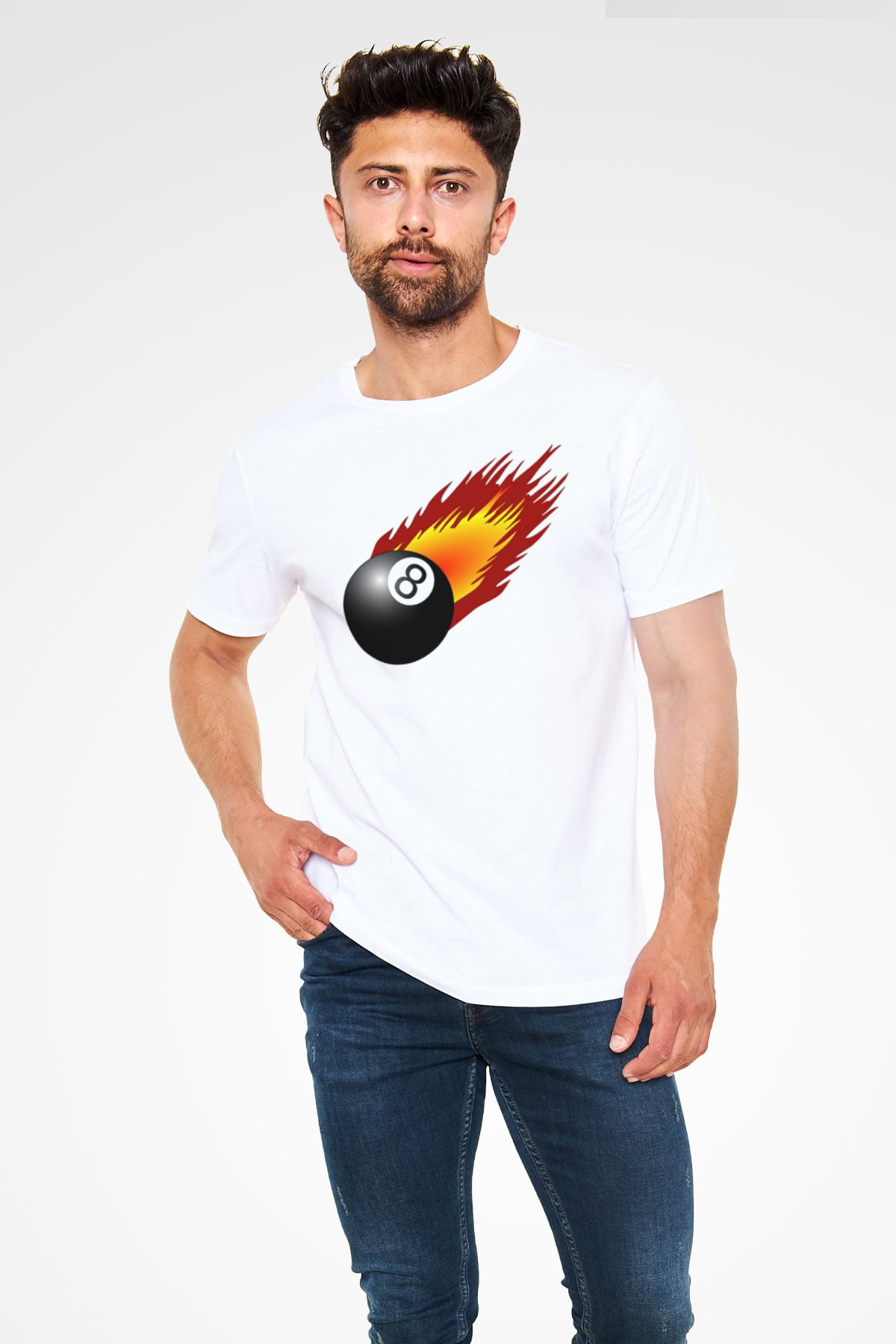 Bilardo Beyaz Unisex Tişört T-Shirt - TişörtFabrikası