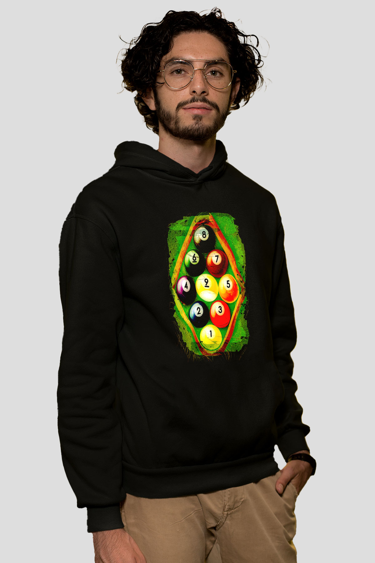 Bilardo Siyah Unisex Hoodie