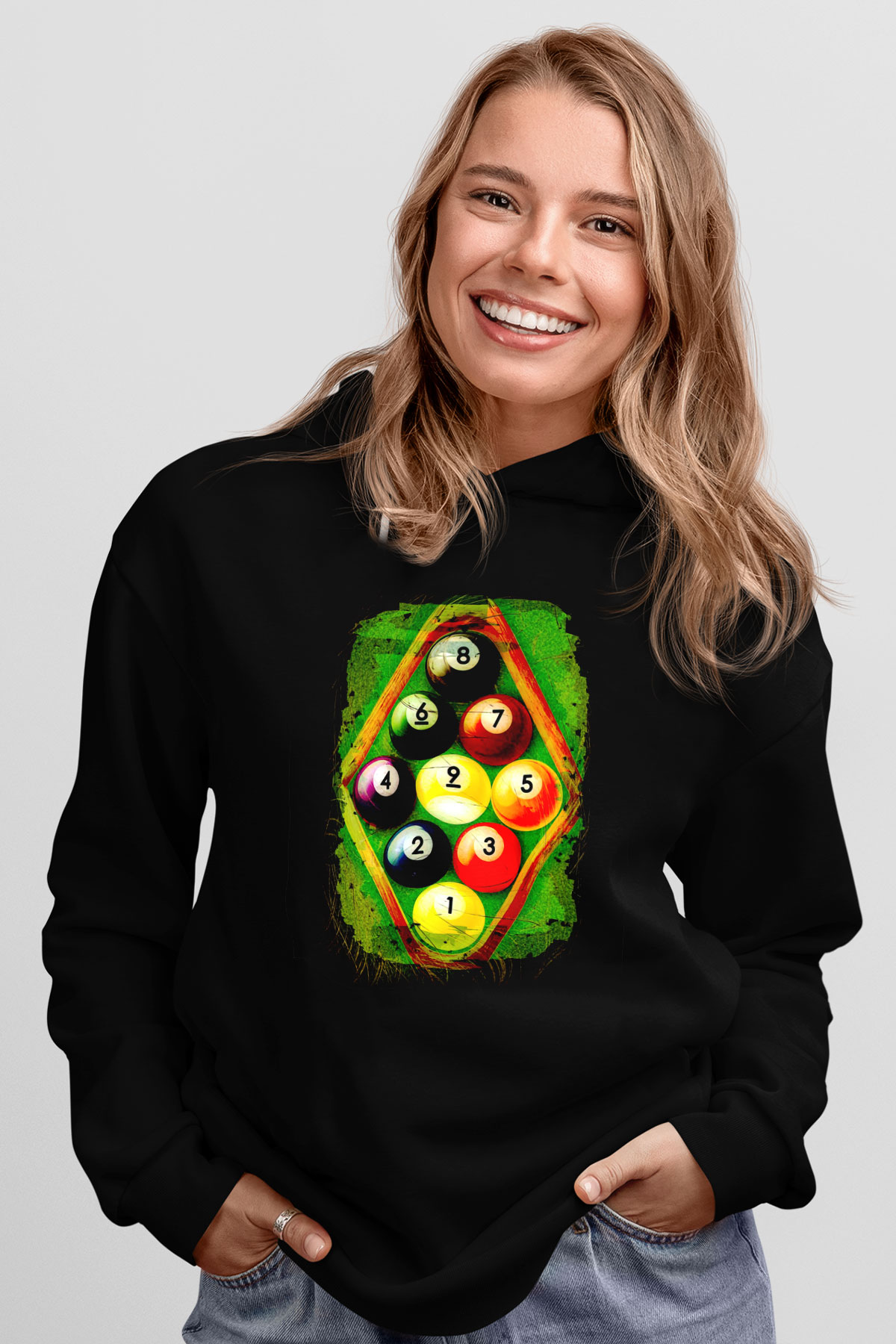 Bilardo Siyah Unisex Hoodie