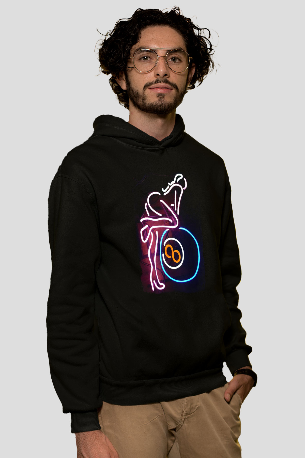 Bilardo Siyah Unisex Kapüşonlu Sweatshirt
