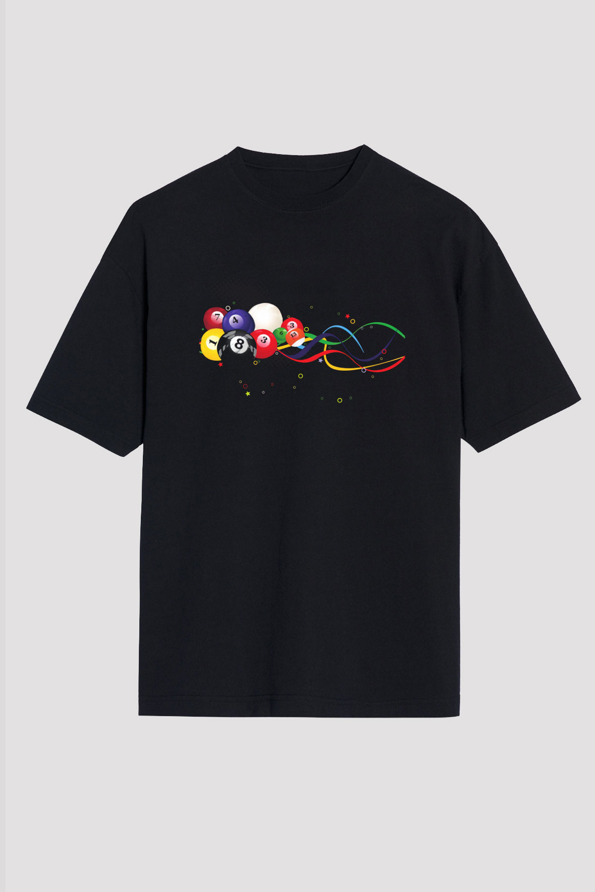 Bilardo Siyah Unisex Oversize Tişört T-Shirt