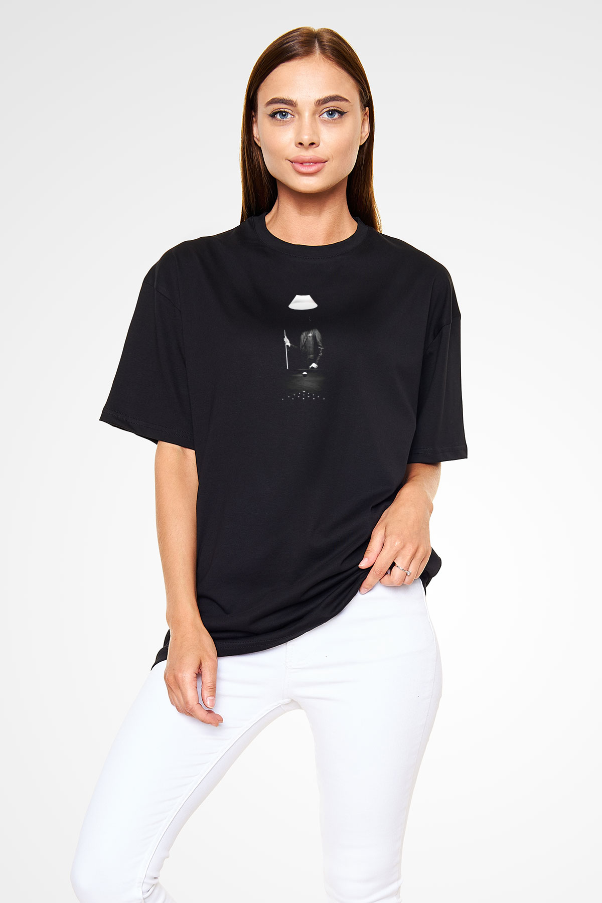 Bilardo Siyah Unisex Oversize Tişört T-Shirt