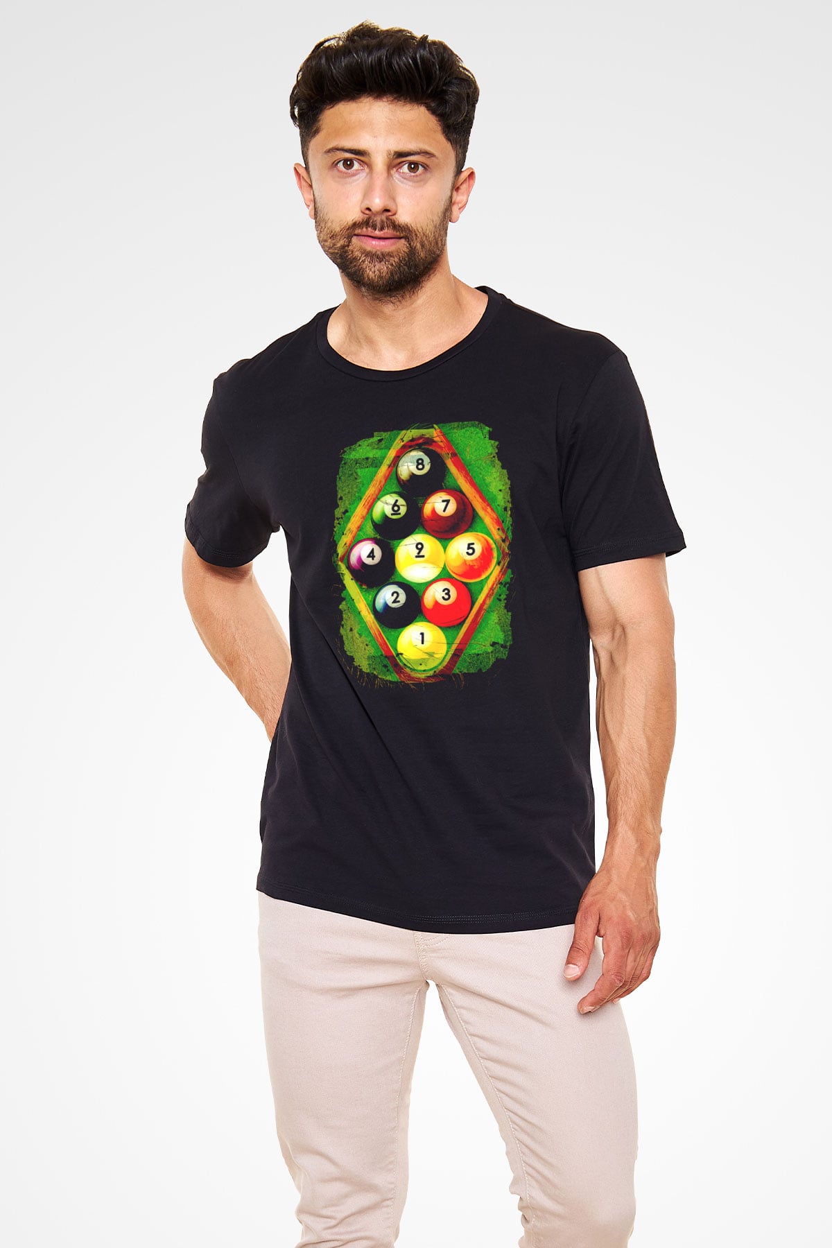 Bilardo Siyah Unisex Tişört T-Shirt - TişörtFabrikası