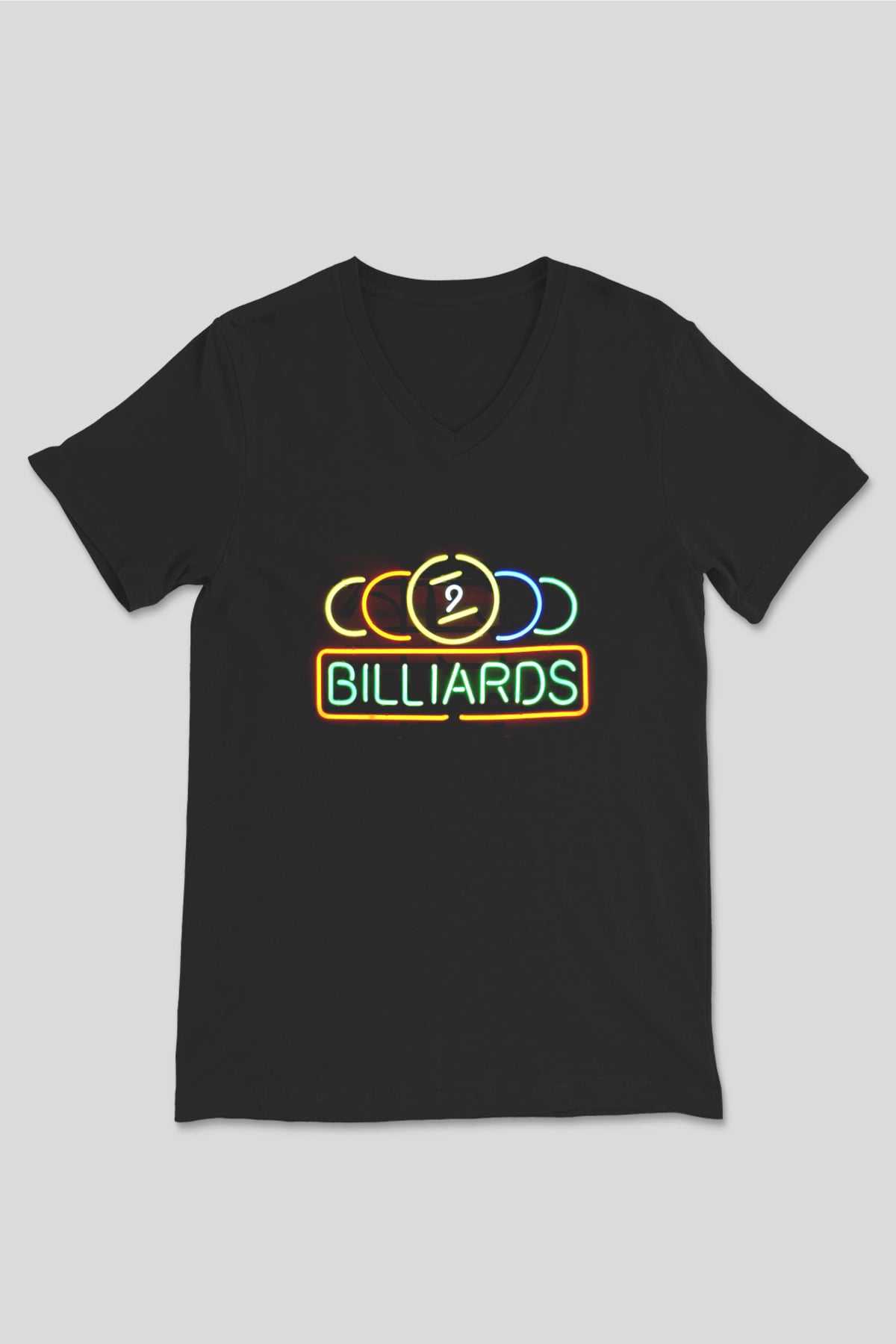 Bilardo Siyah Unisex V Yaka Tişört