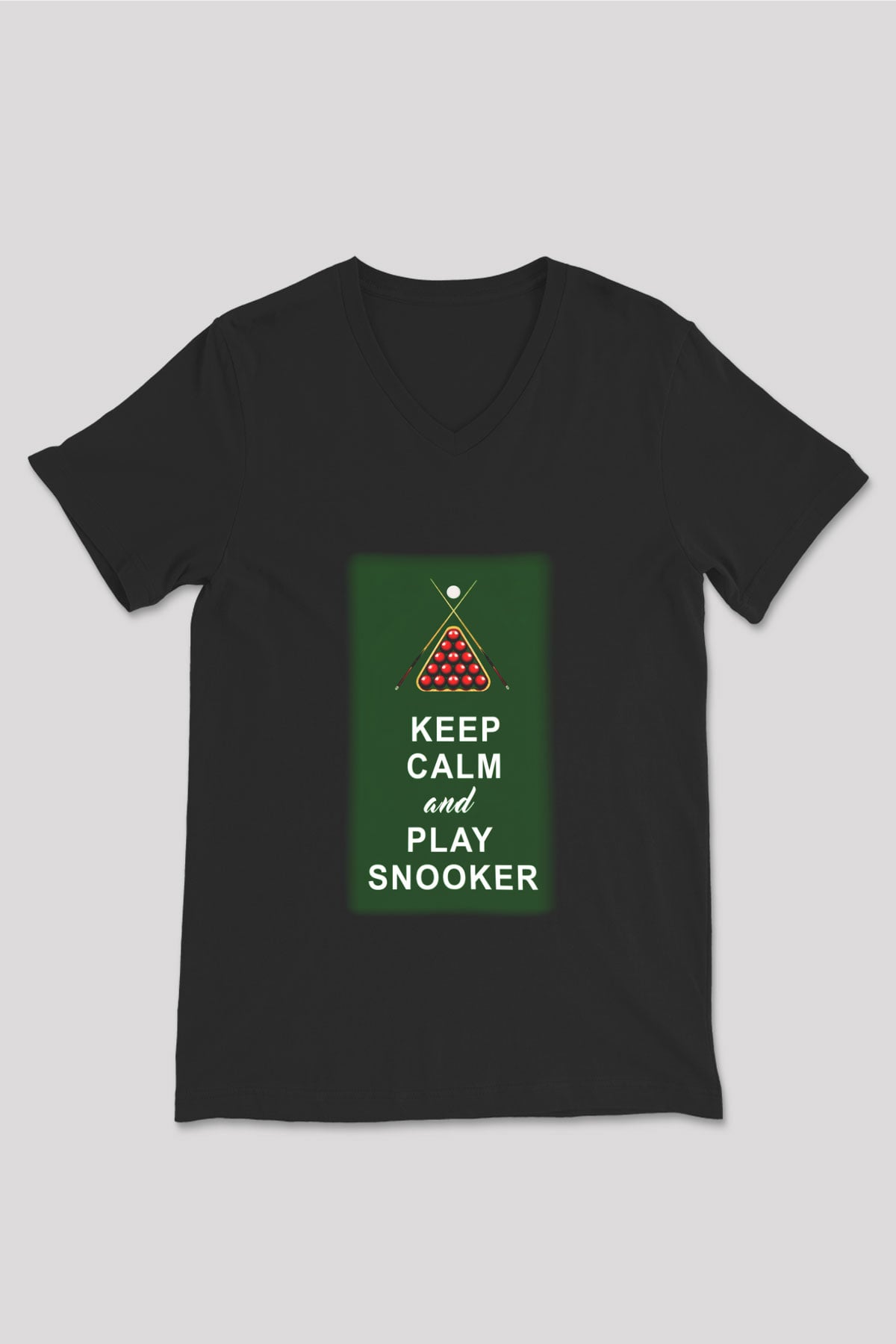 Bilardo Siyah Unisex V Yaka Tişört T-Shirt