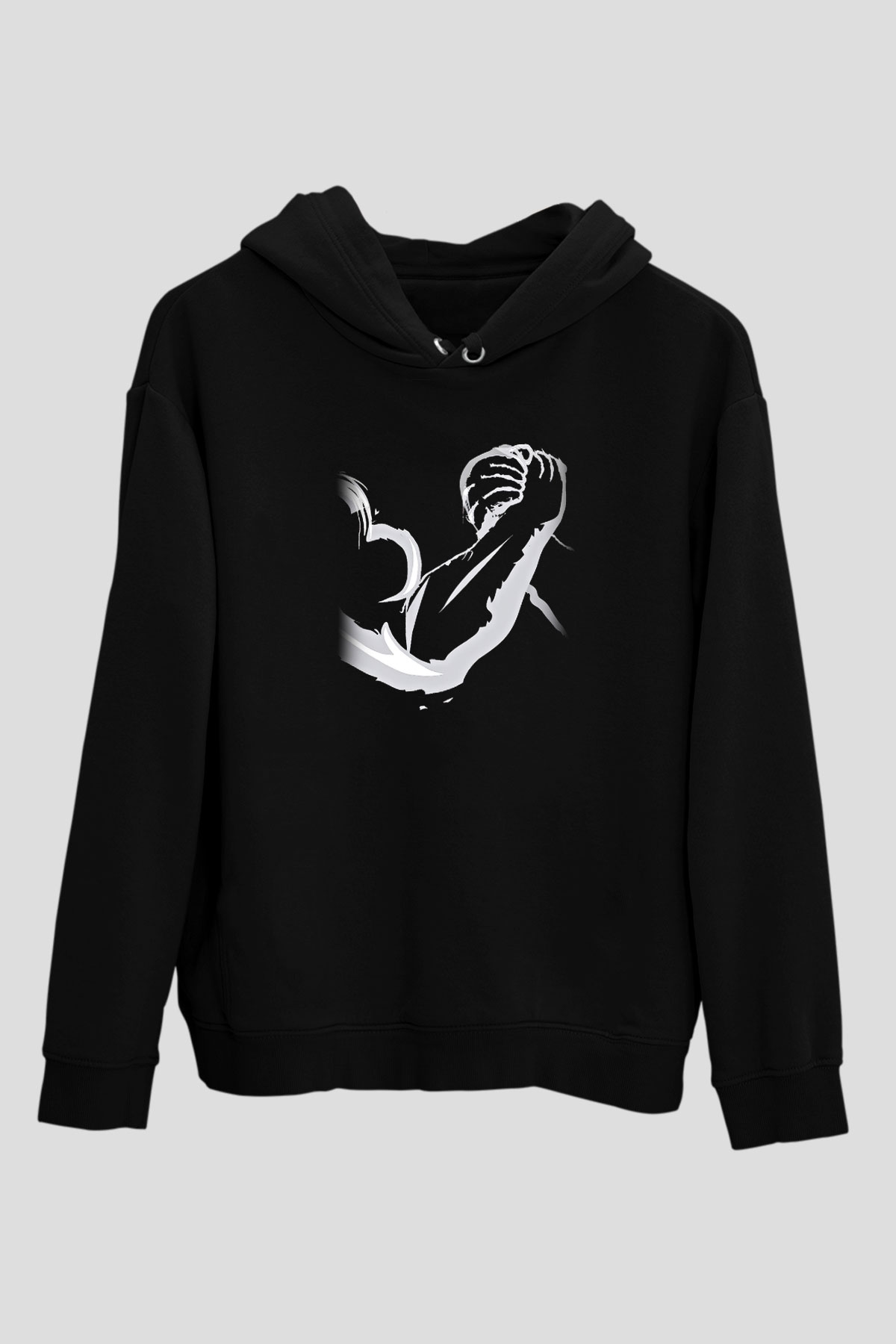 Bilek Güreşi - Arm Wrestling Baskılı Unisex Siyah Hoodie