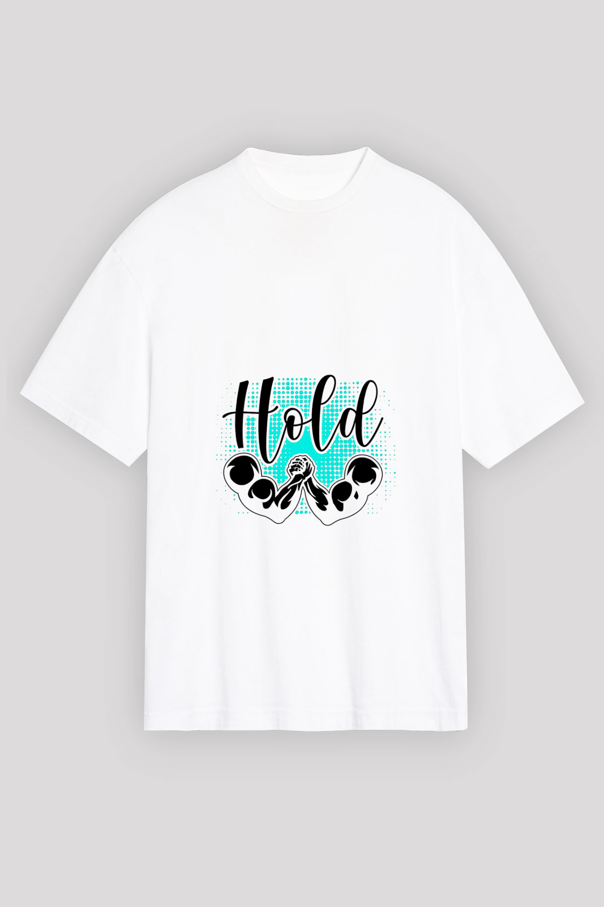 Bilek Güreşi Baskılı Unisex Beyaz Oversize Tişört - Tshirt