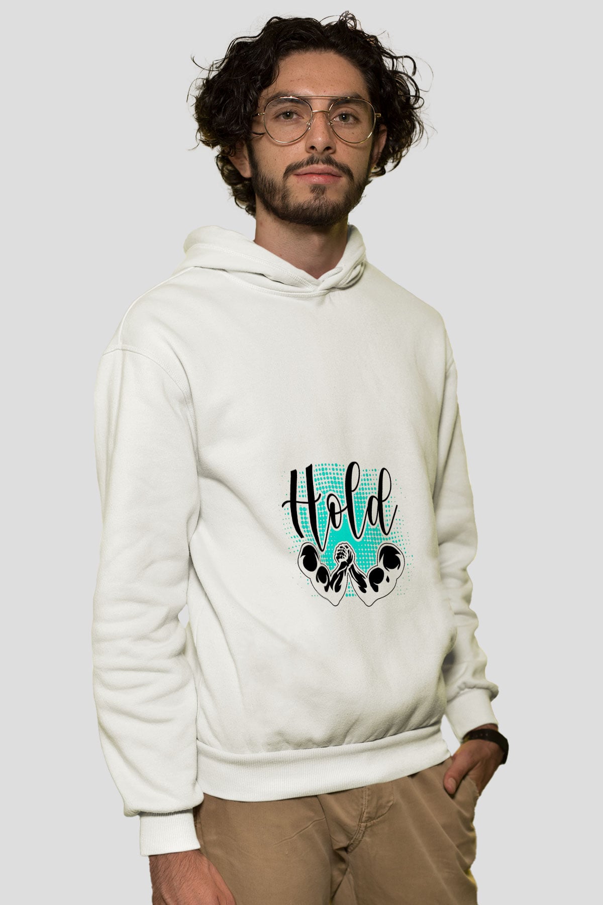 Bilek Güreşi Baskılı Unisex Ekru Hoodie