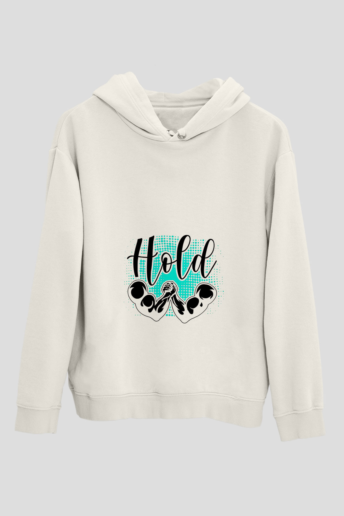 Bilek Güreşi Baskılı Unisex Ekru Hoodie