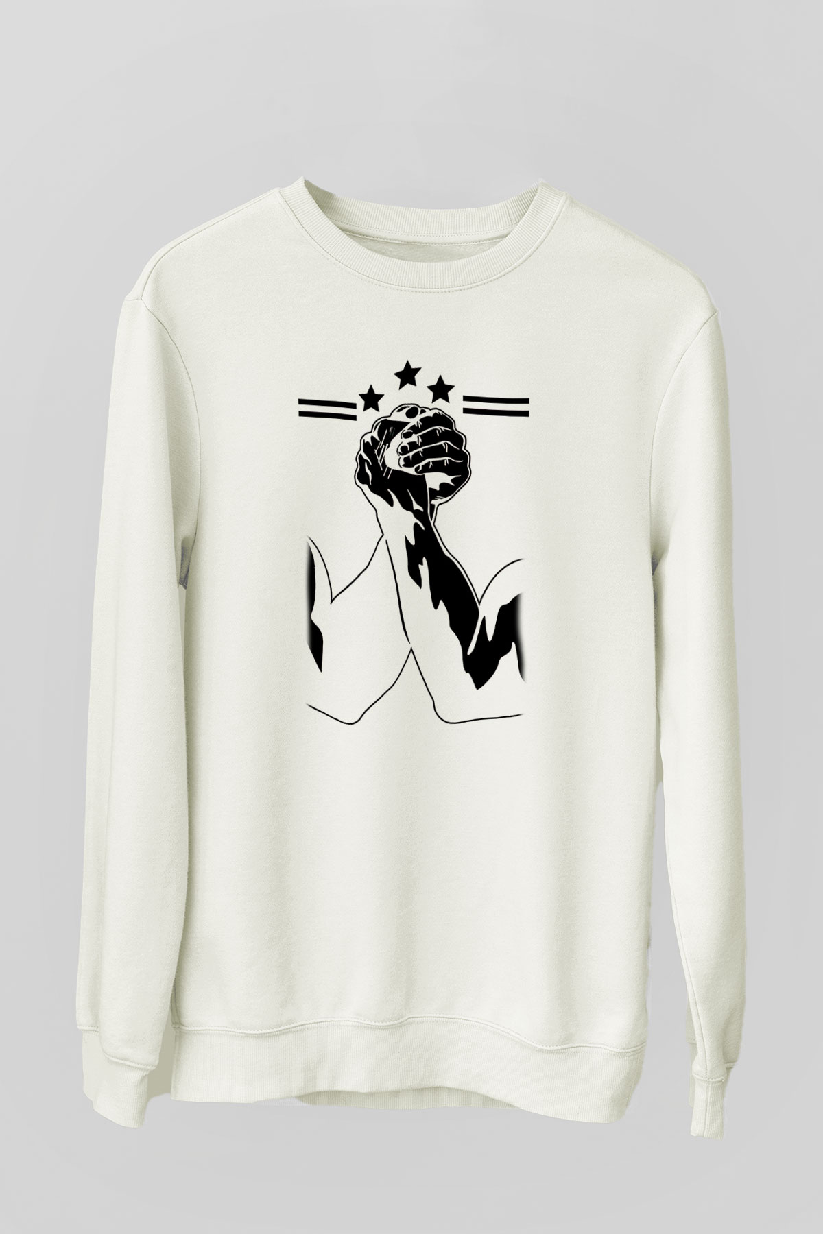 Bilek Güreşi Baskılı Unisex Ekru Sweatshirt