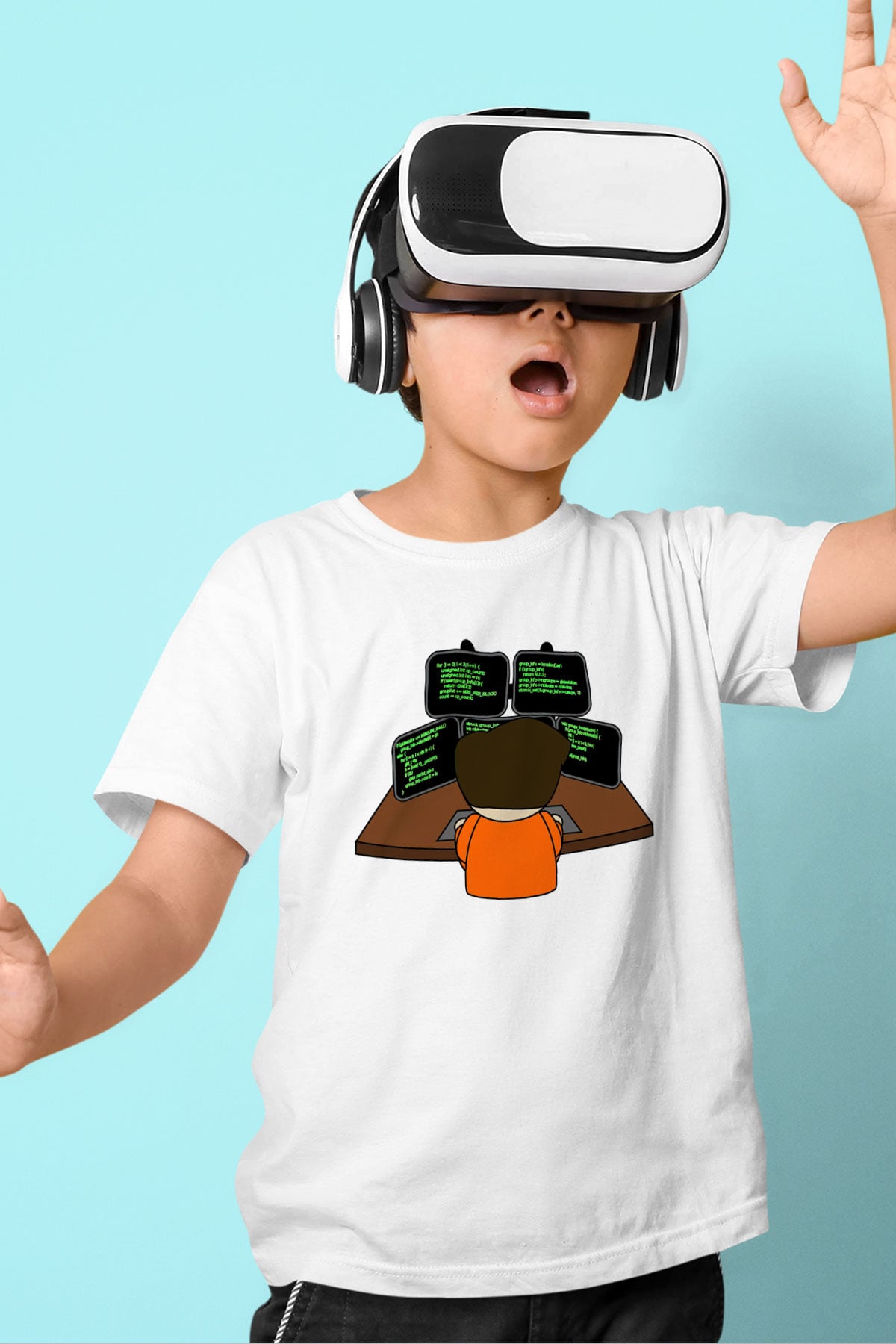 Bilgisayar programcısı Baskılı Beyaz Unisex Çocuk Tişört