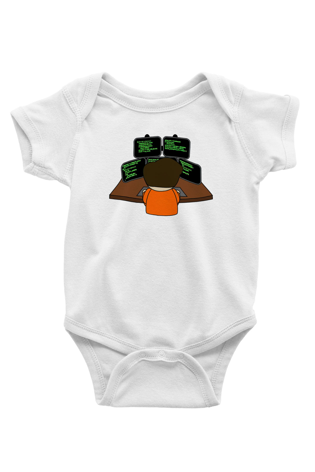 Bilgisayar programcısı Baskılı Beyaz Unisex Bebek Body - Zıbın