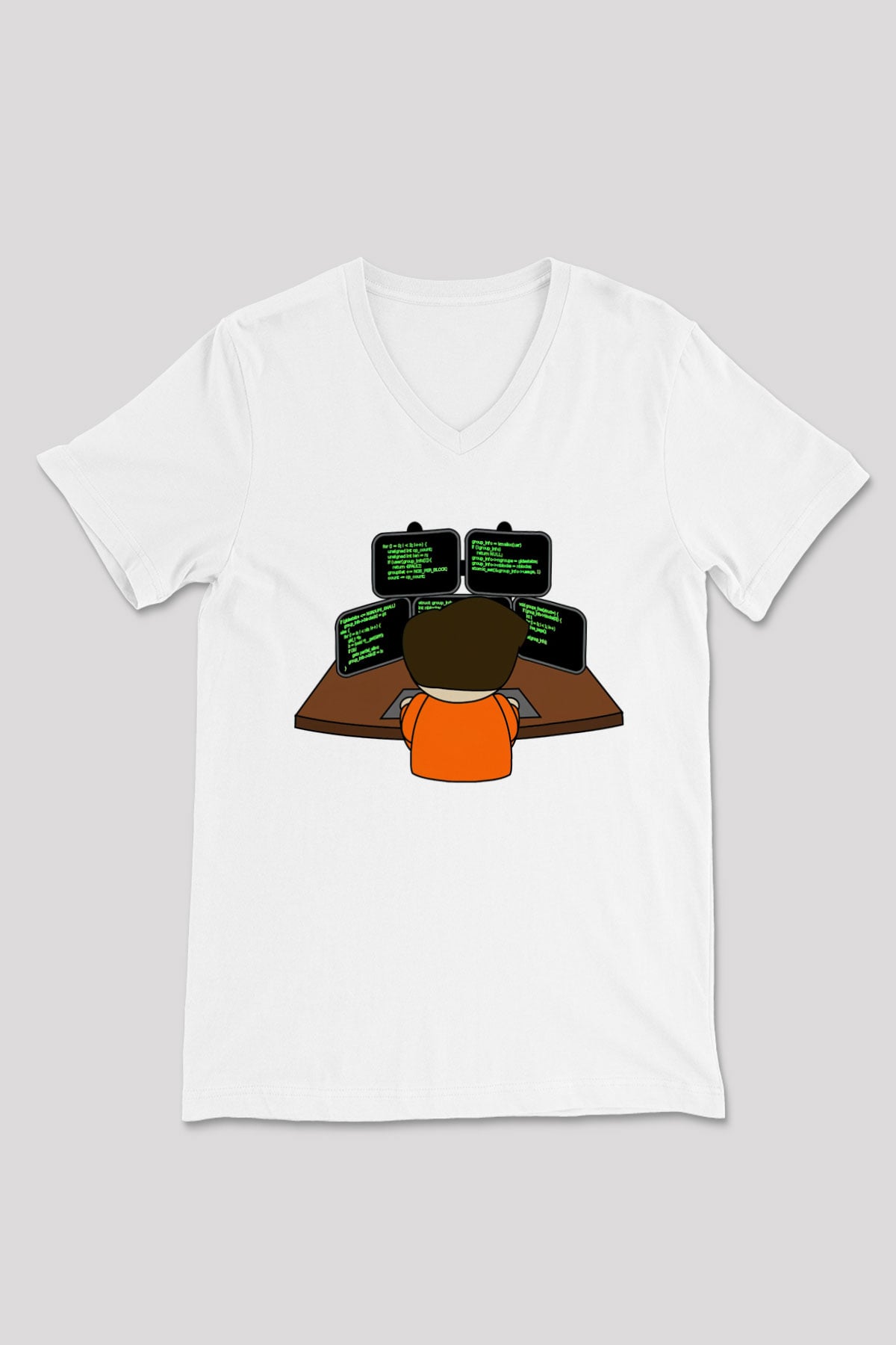 Bilgisayar programcısı Beyaz Unisex V Yaka Tişört T-Shirt