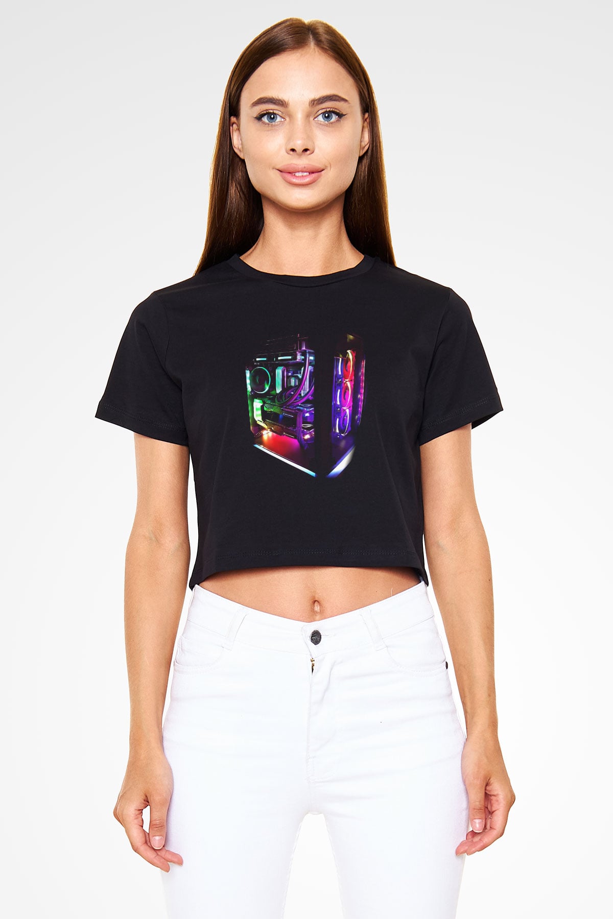 Bilgisayar programcısı Siyah Crop Top Tişört