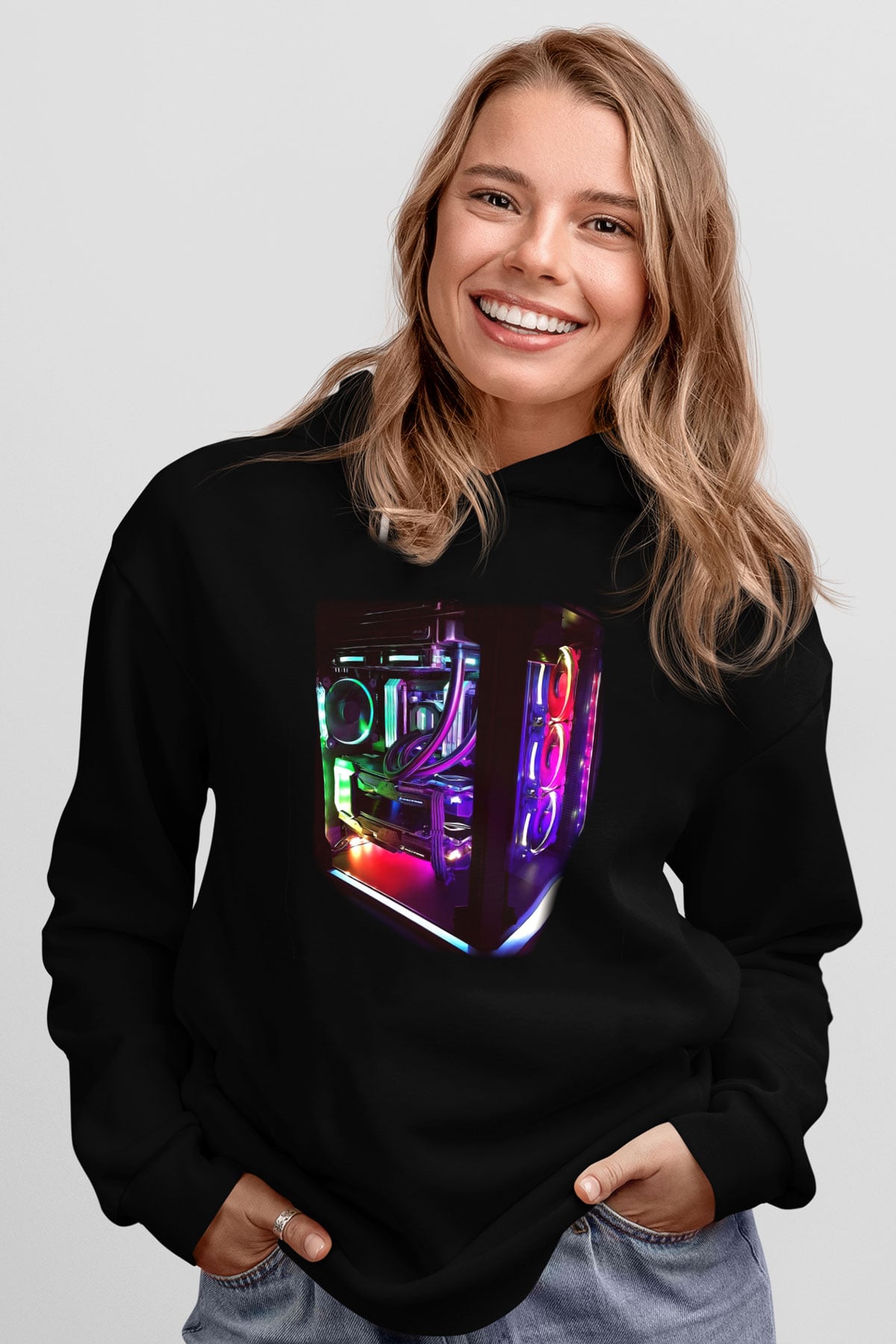 Bilgisayar programcısı Siyah Unisex Kapşonlu Sweatshirt